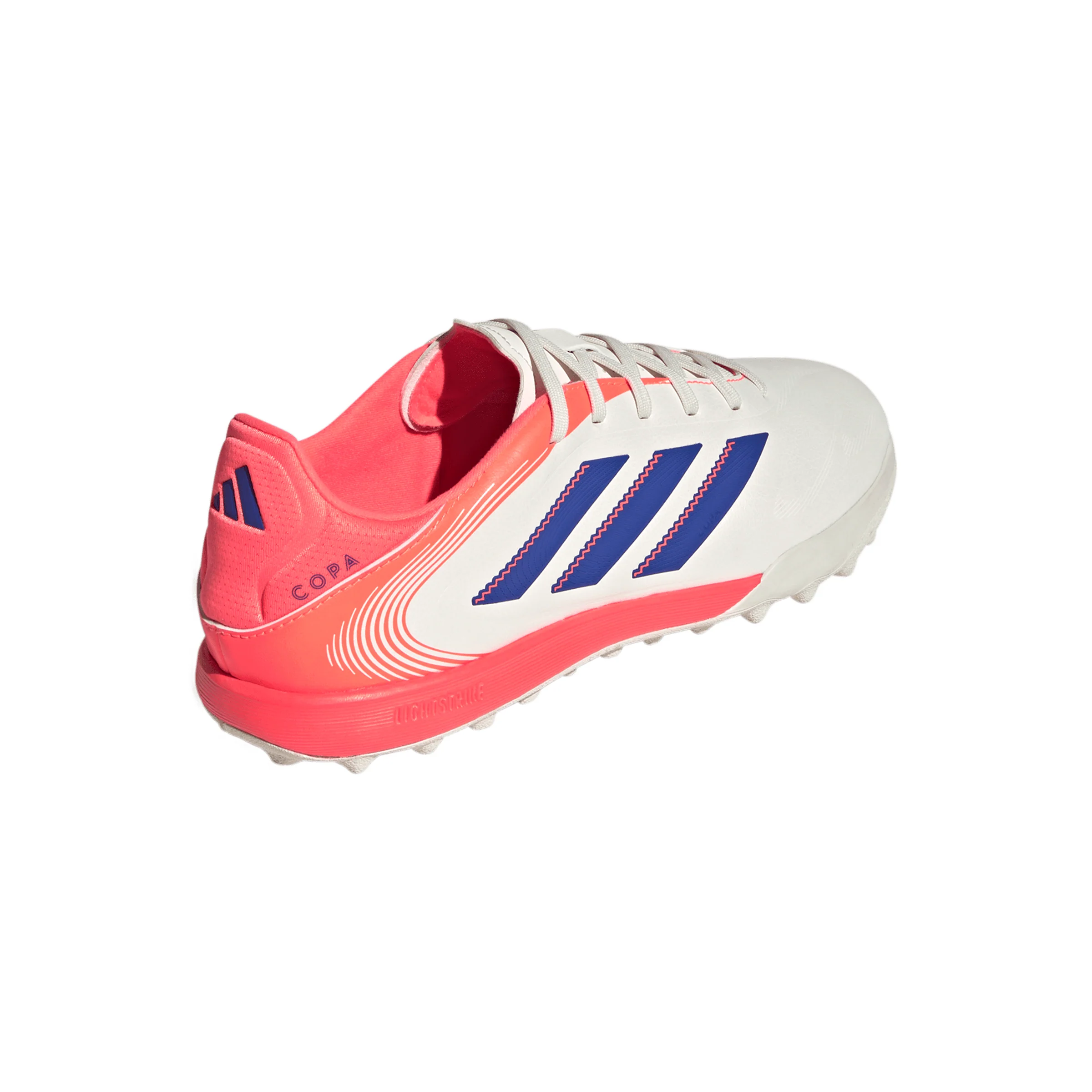 adidas Copa Pure 3 League TF Turf Soccer Cleat - Off White / Lucid Blue / Signal Coral - Image 4
