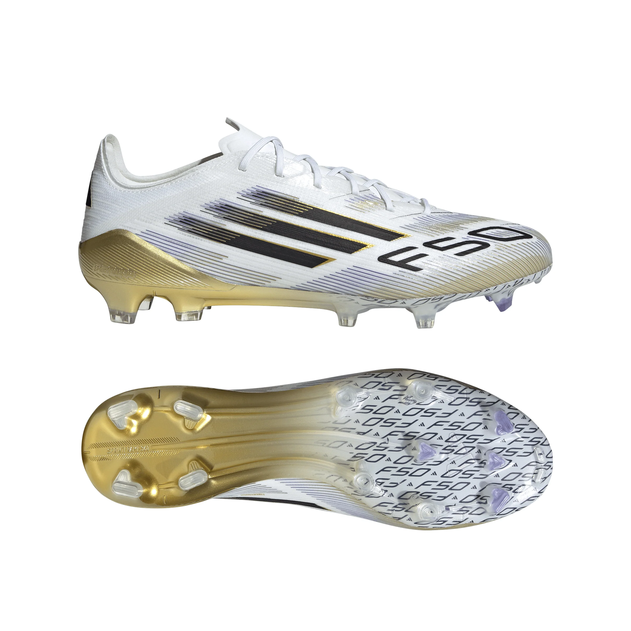 adidas F50 Elite FG Firm Ground Soccer Cleats-Cloud White / Core Black / Gold Metallic - Image 6
