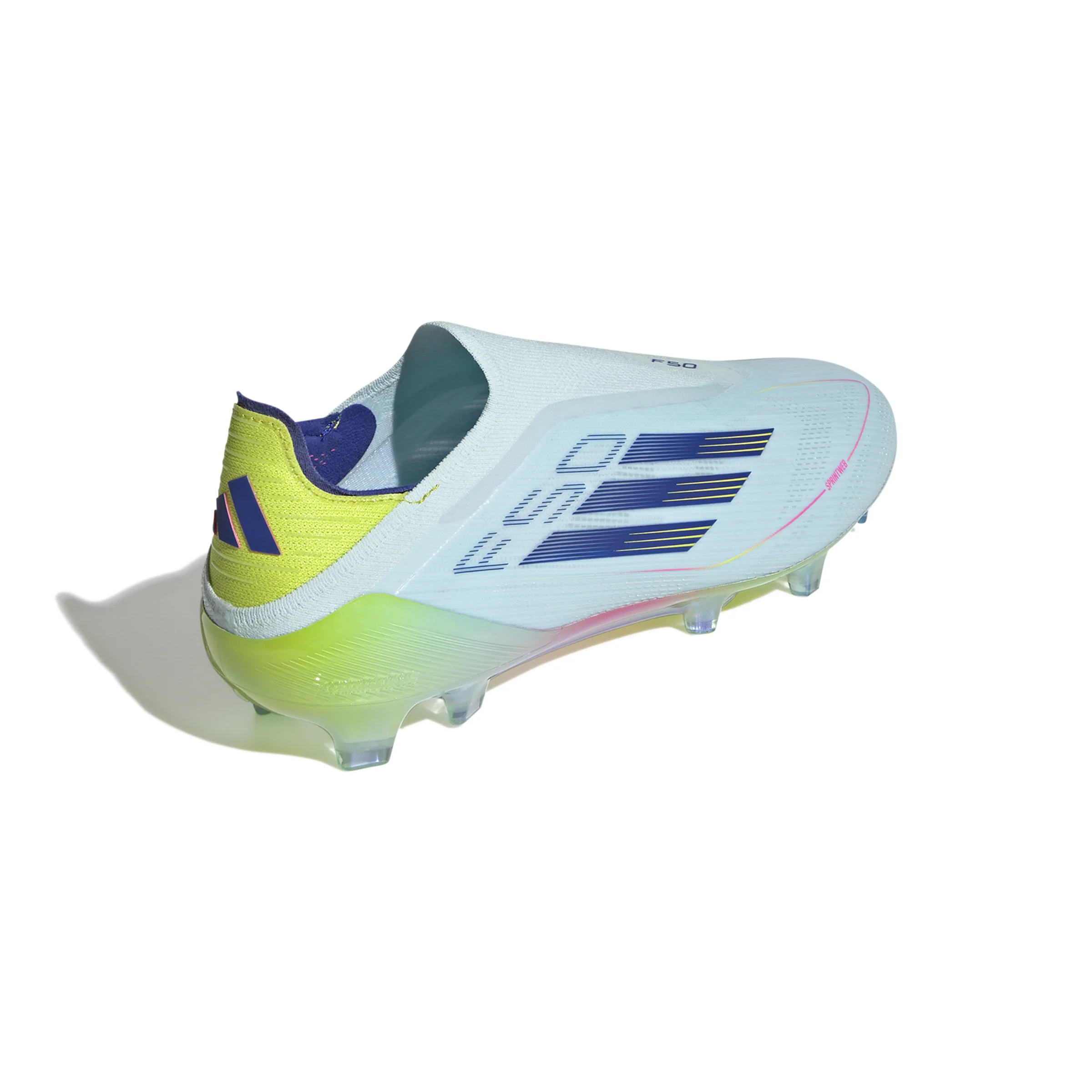 adidas F50 Elite Laceless FG Firm Ground Soccer Cleat - Almost Blue/ Lucid Pink/ Semi Solar Yellow - Image 3