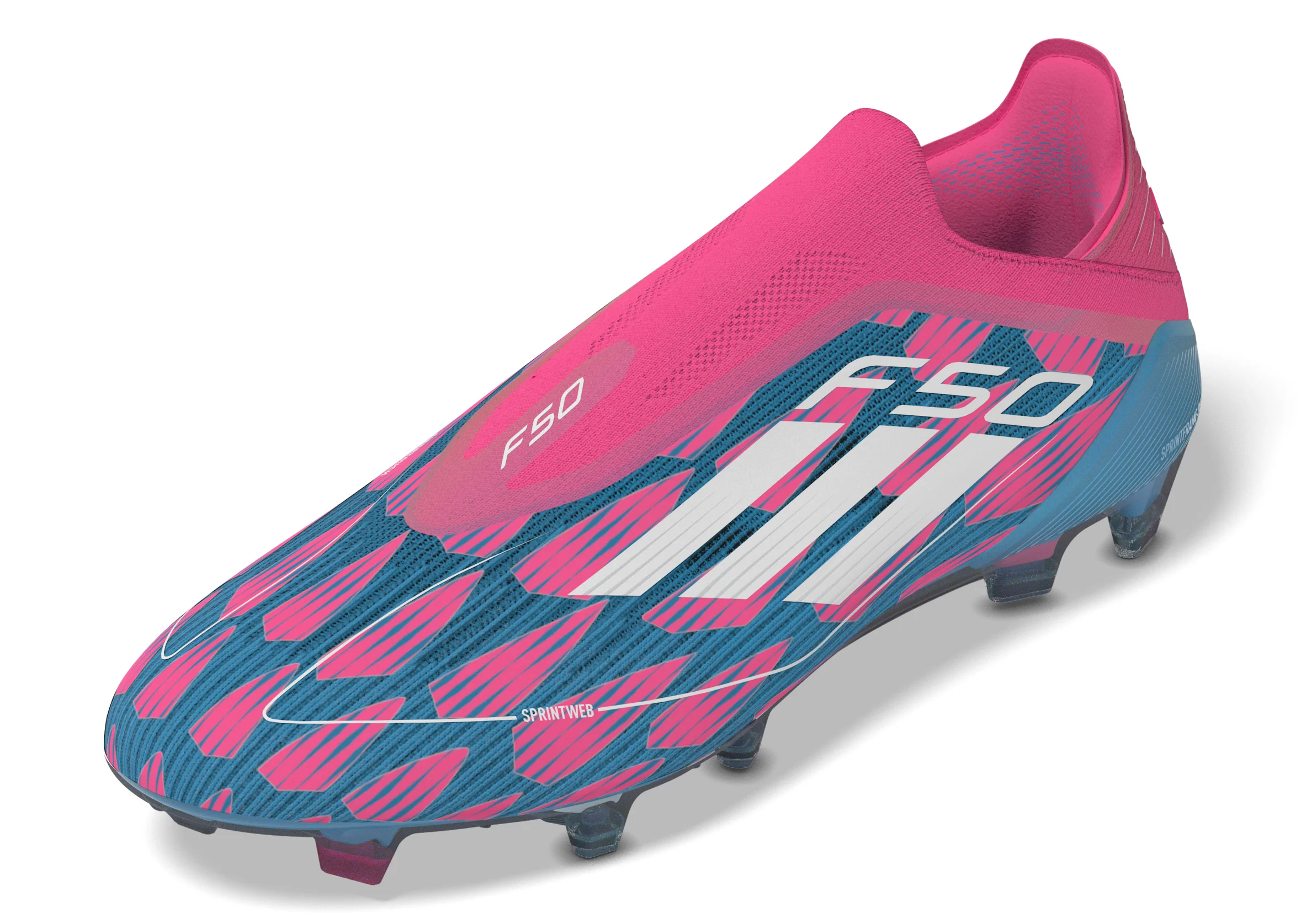 adidas F50 Elite Laceless FG Firm Ground Soccer Cleat Solar Blue/ White/ Solar Pink - Image 5