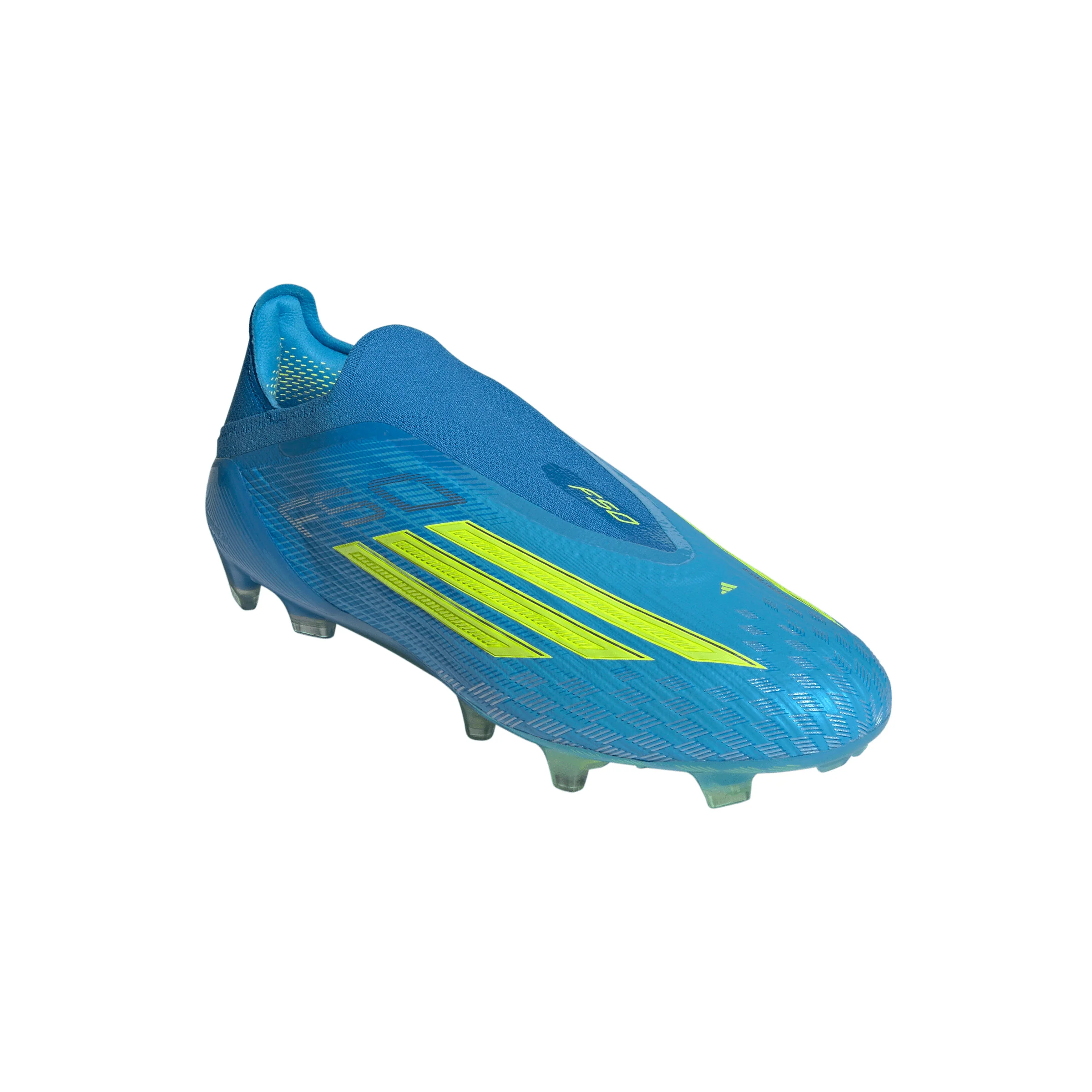 adidas F50 Elite Laceless FG Firm Ground Soccer Cleats- Lucid Ray Blue / Team Solar Yellow 2 / Lucid Aquamarine - Image 4