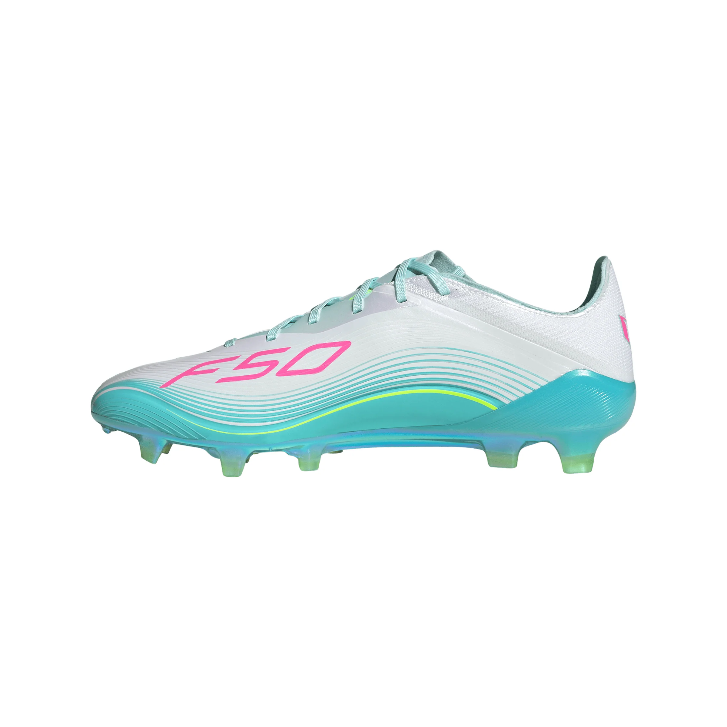 adidas F50 Elite Messi FG Firm Ground Soccer Cleats- Cloud White / Lucid Pink / Flash Aqua - Image 2