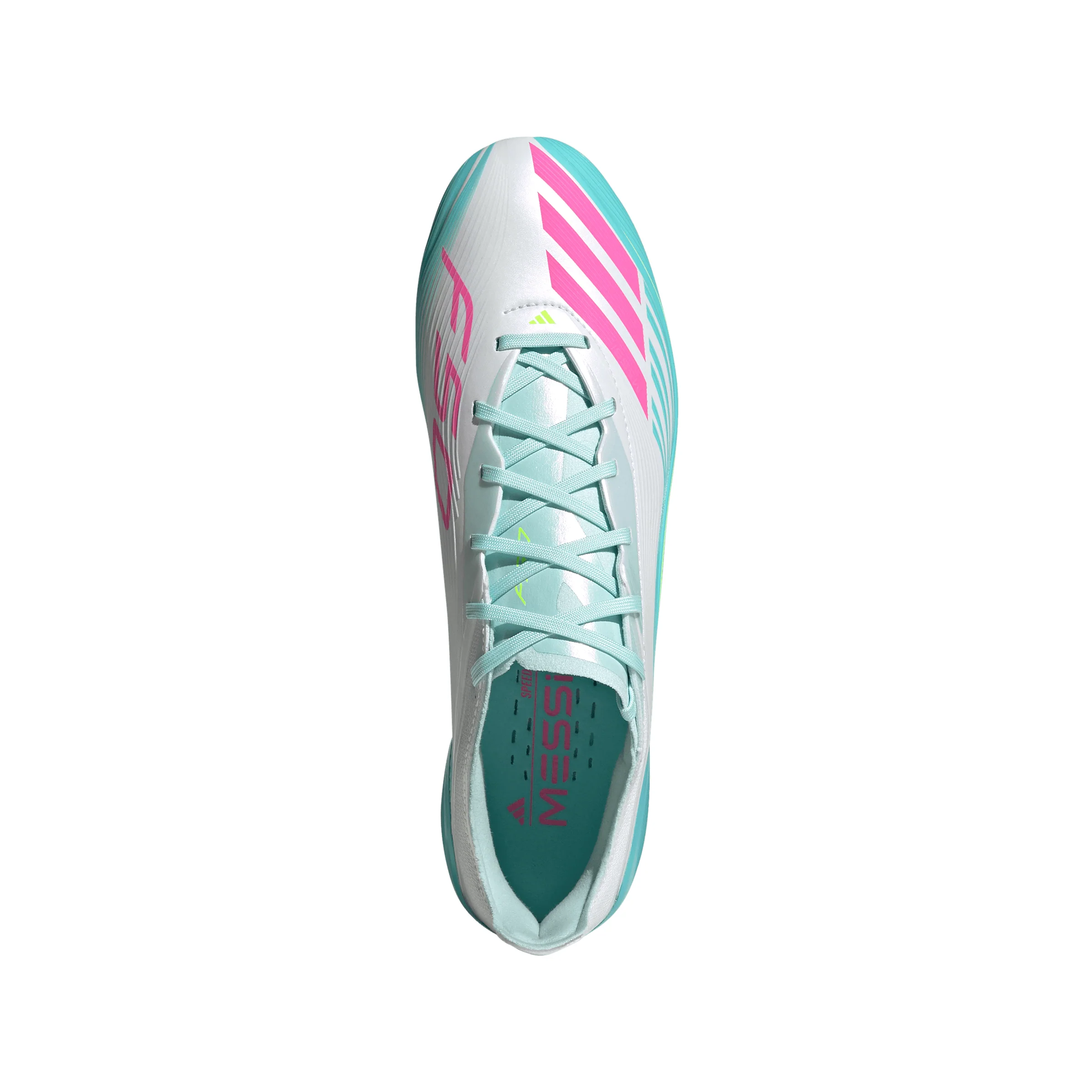 adidas F50 Elite Messi FG Firm Ground Soccer Cleats- Cloud White / Lucid Pink / Flash Aqua - Image 3