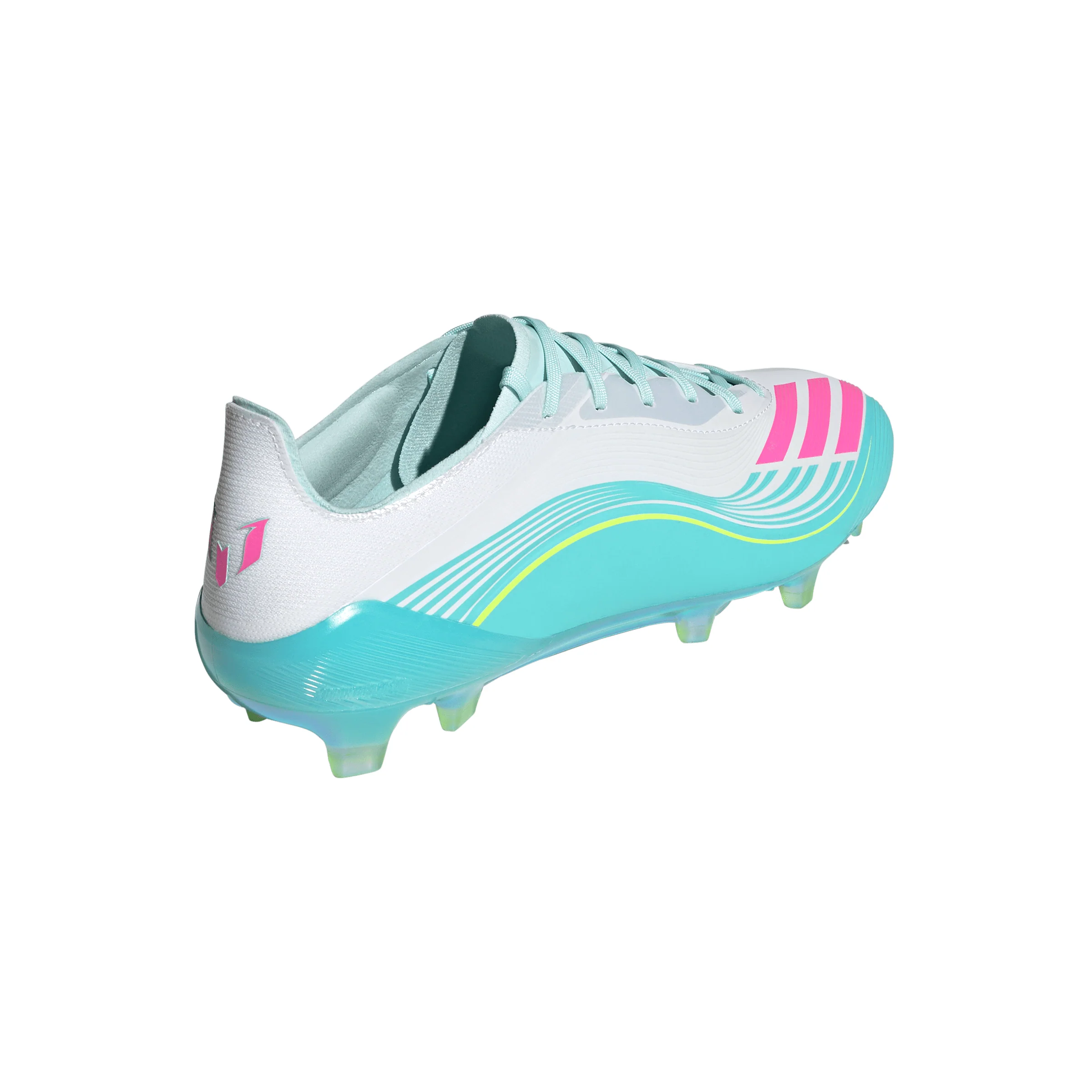 adidas F50 Elite Messi FG Firm Ground Soccer Cleats- Cloud White / Lucid Pink / Flash Aqua - Image 4