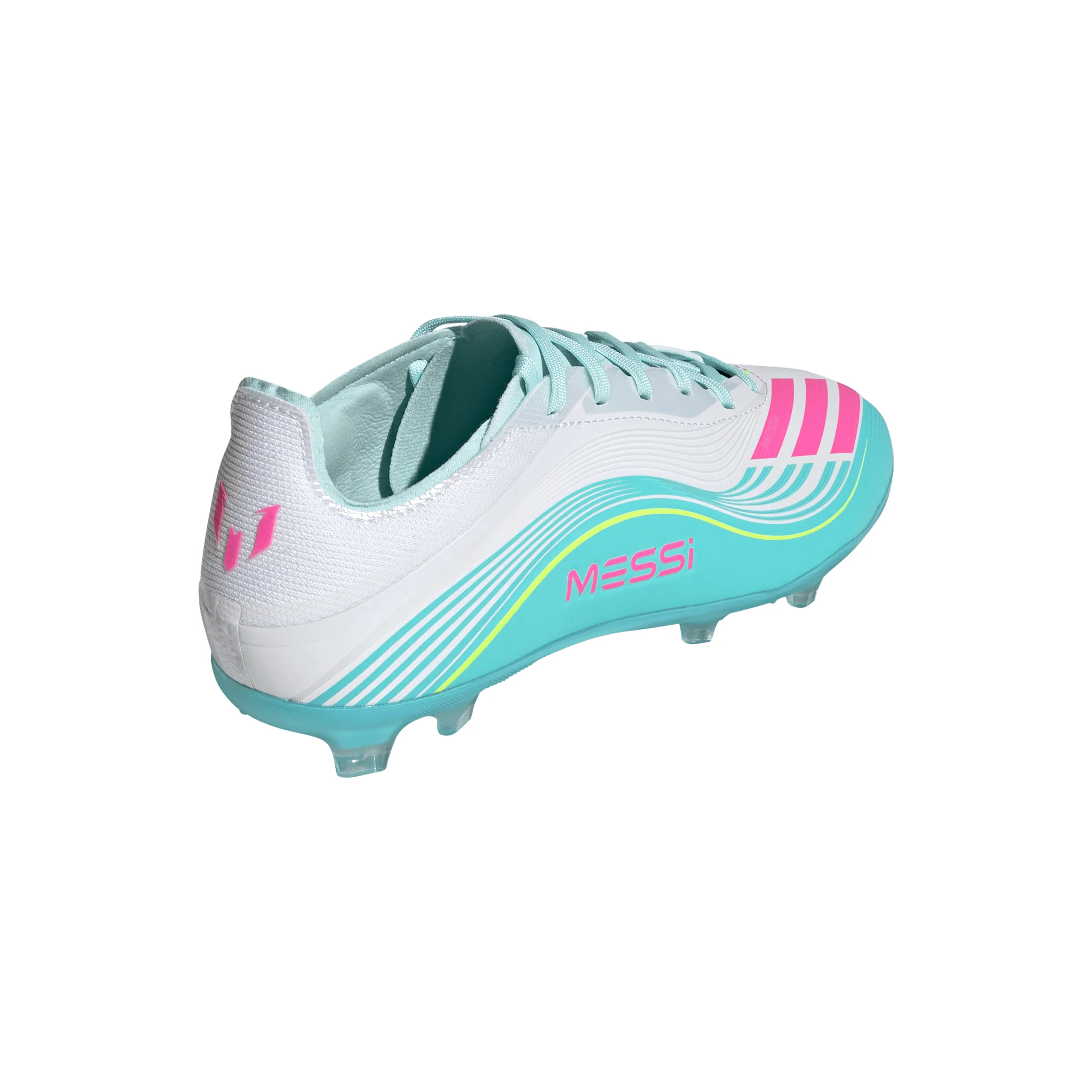 adidas F50 Elite Messi Junior FG Firm Ground Soccer Cleats- Cloud White / Lucid Pink / Flash Aqua - Image 5