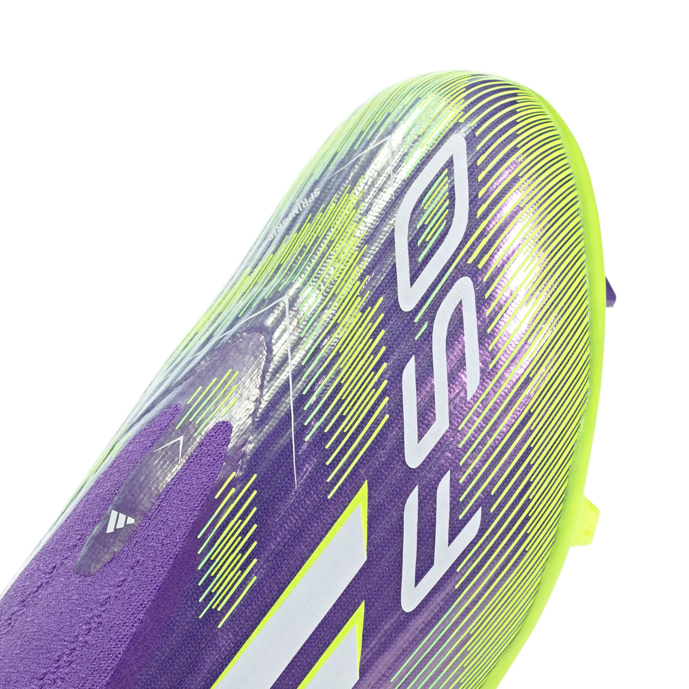 adidas F50 Junior Laceless  League FG Firm Ground Soccer Cleats -Purple Rush / Cloud White / Lucid Lemon - Image 5
