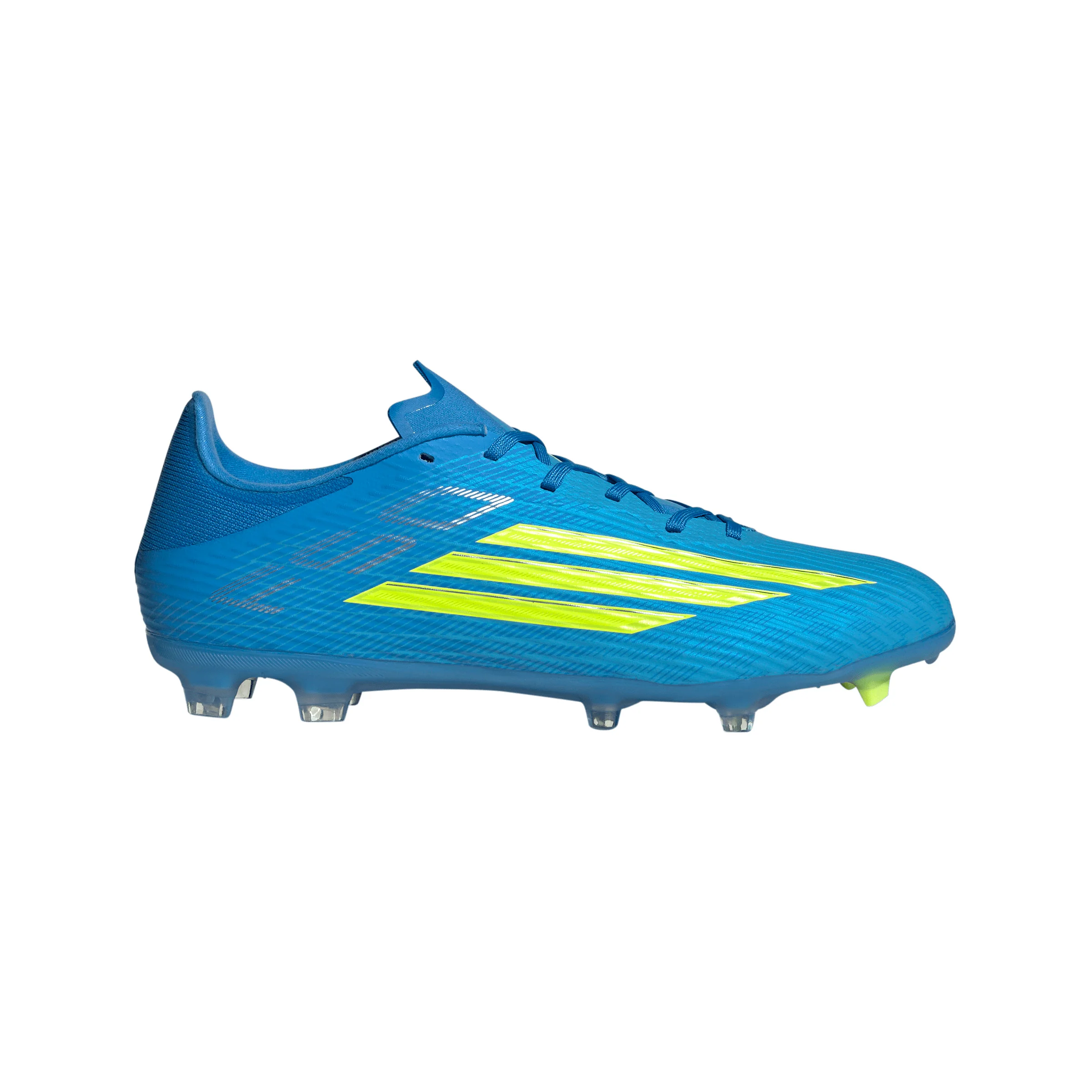 adidas F50 League FG Firm Ground Soccer Cleats- Lucid Ray Blue / Team Solar Yellow 2 / Lucid Aquamarine