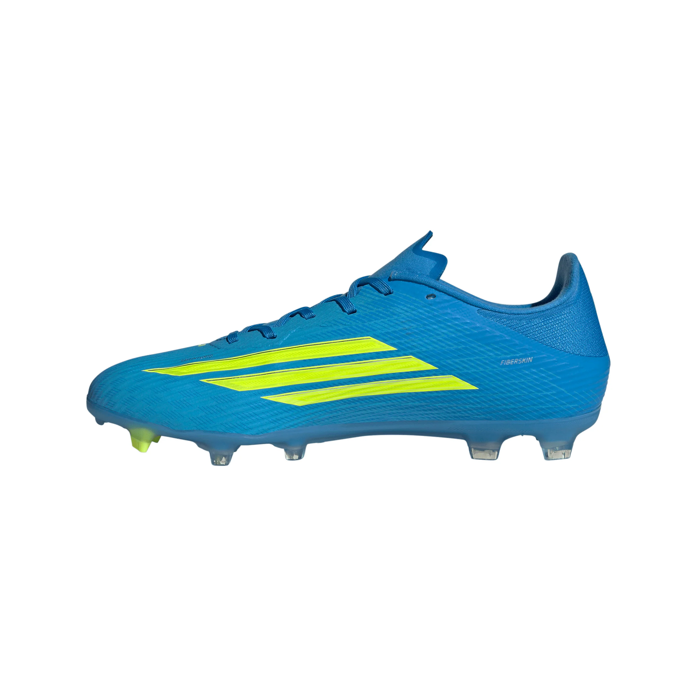adidas F50 League FG Firm Ground Soccer Cleats- Lucid Ray Blue / Team Solar Yellow 2 / Lucid Aquamarine - Image 2