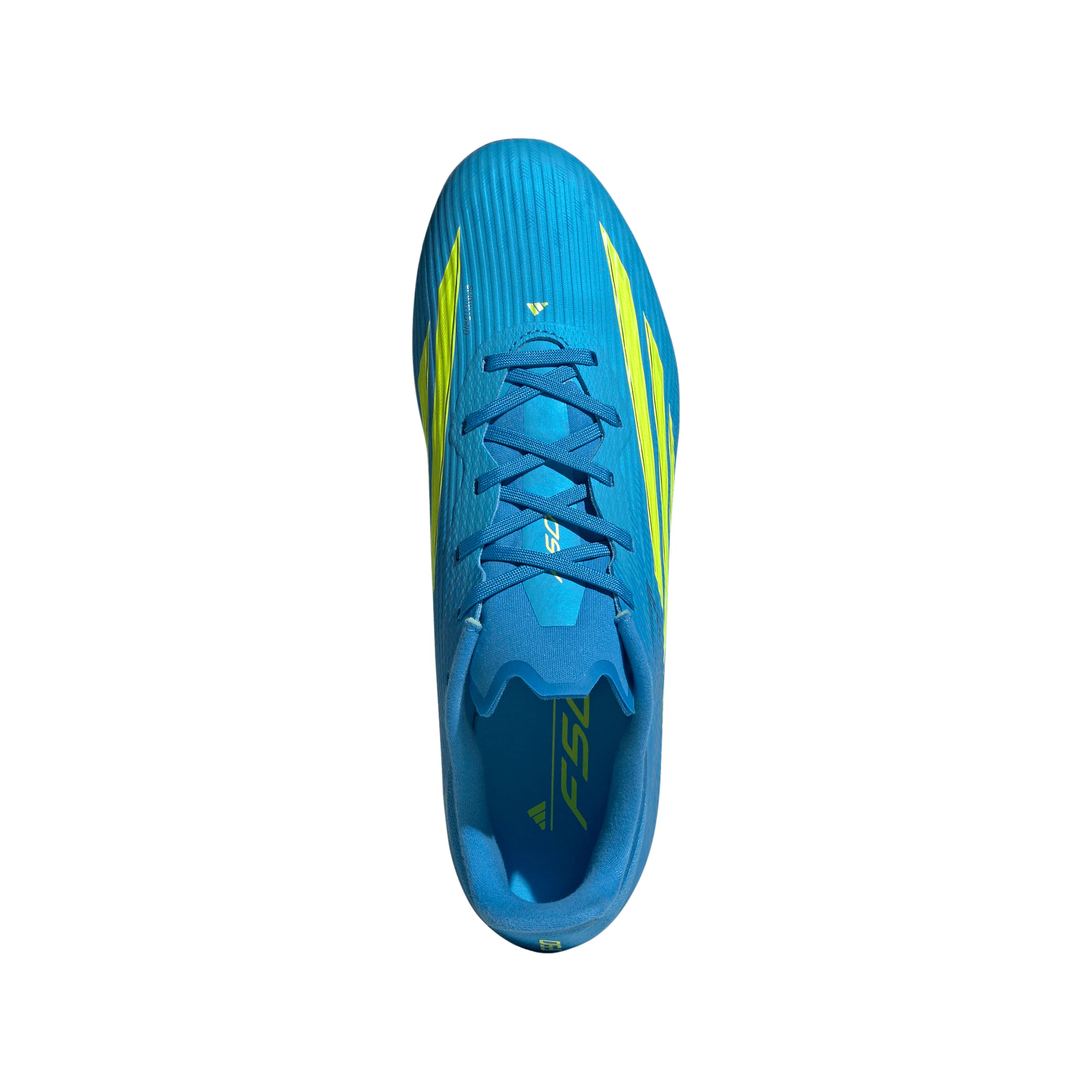 adidas F50 League FG Firm Ground Soccer Cleats- Lucid Ray Blue / Team Solar Yellow 2 / Lucid Aquamarine - Image 3