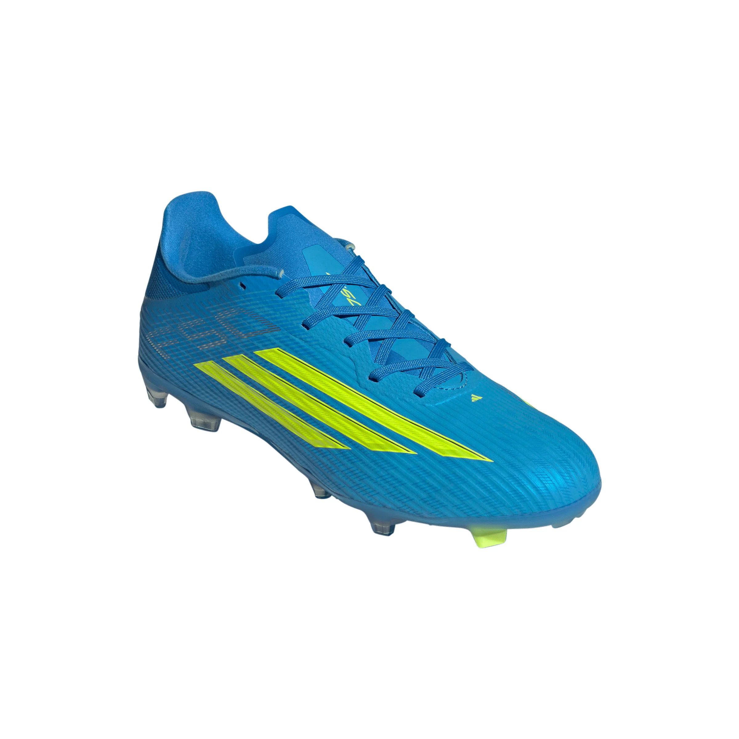 adidas F50 League FG Firm Ground Soccer Cleats- Lucid Ray Blue / Team Solar Yellow 2 / Lucid Aquamarine - Image 4