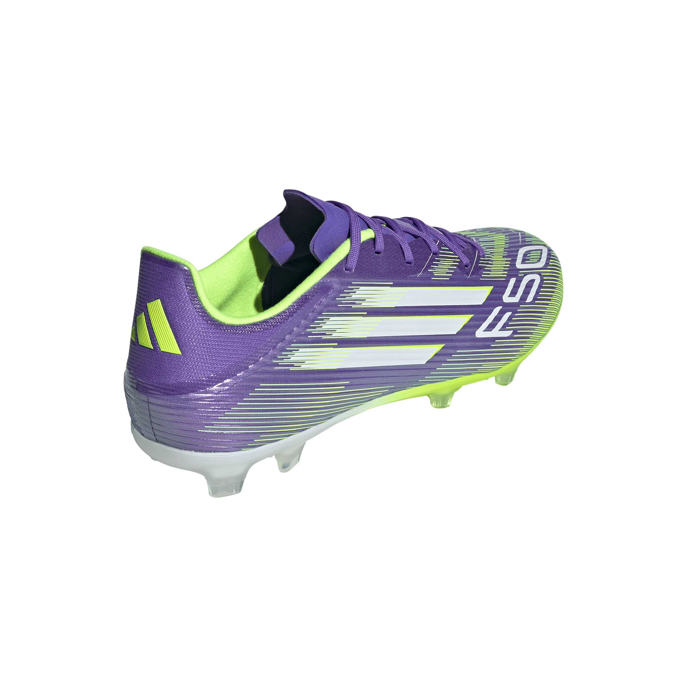 adidas F50 League FG Firm Ground Soccer Cleats- Purple Rush / Cloud White / Lucid Lemon - Image 5