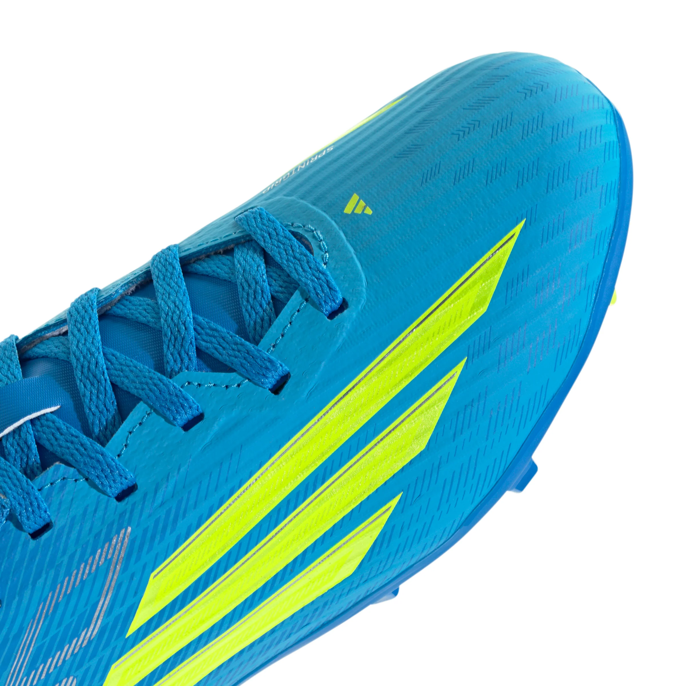 adidas F50 League Junior FG Firm Ground Soccer Cleats- Lucid Ray Blue / Team Solar Yellow 2 / Lucid Aquamarine - Image 6