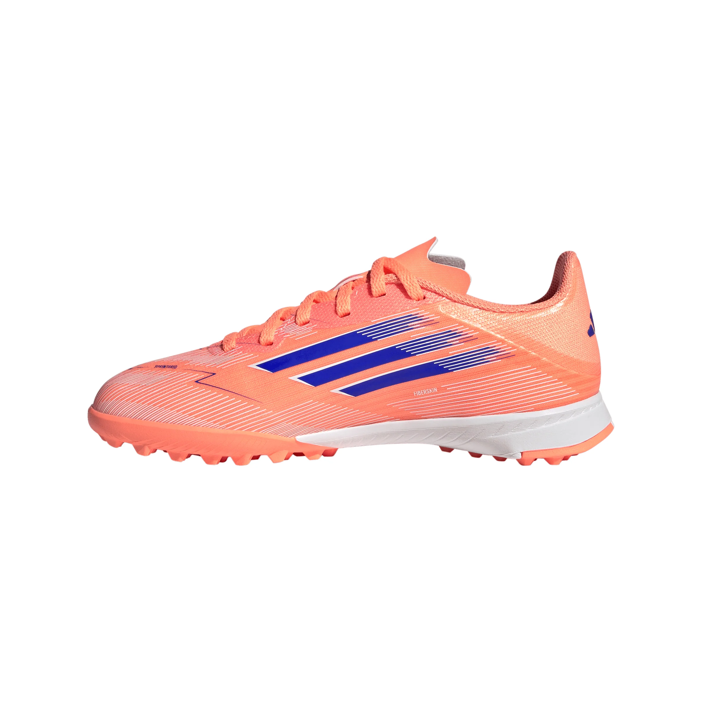 adidas F50 League Junior TF Turf Soccer Cleats- Beam Orange / Lucid Blue / Cloud White - Image 2
