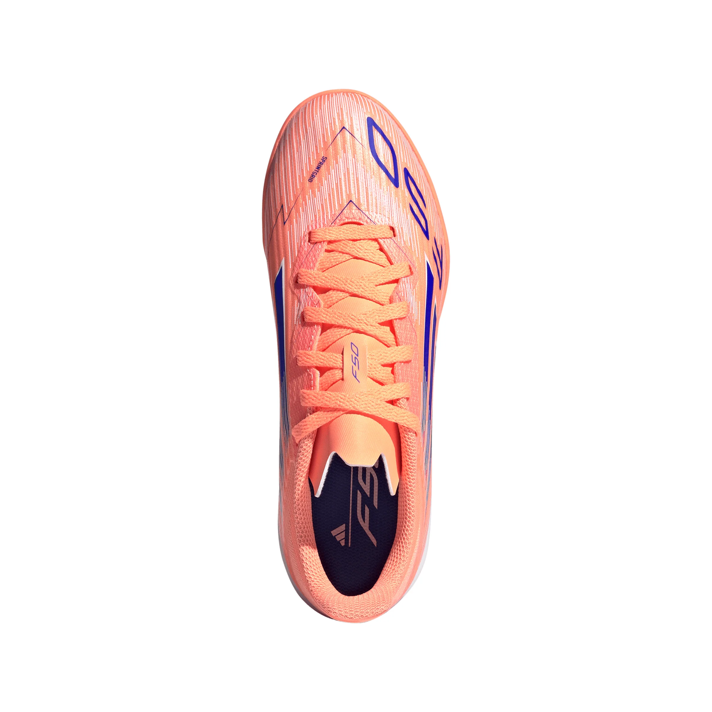 adidas F50 League Junior TF Turf Soccer Cleats- Beam Orange / Lucid Blue / Cloud White - Image 4