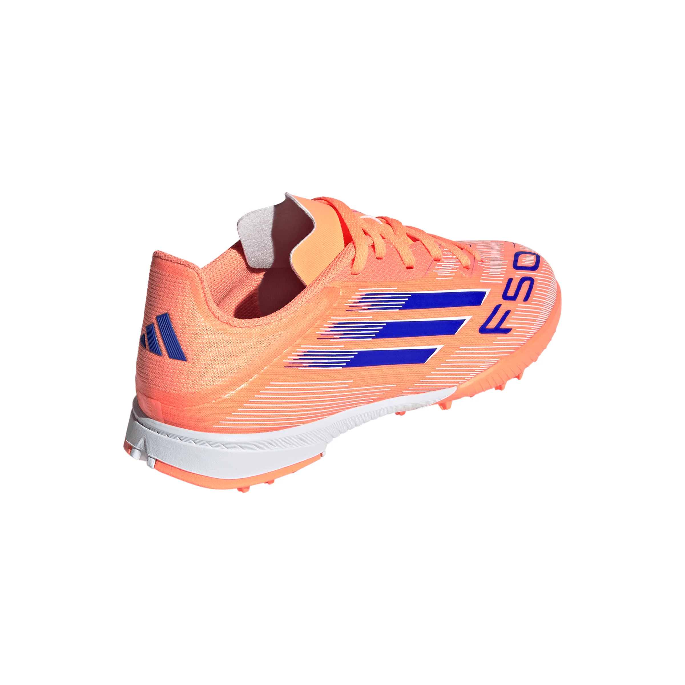 adidas F50 League Junior TF Turf Soccer Cleats- Beam Orange / Lucid Blue / Cloud White - Image 6