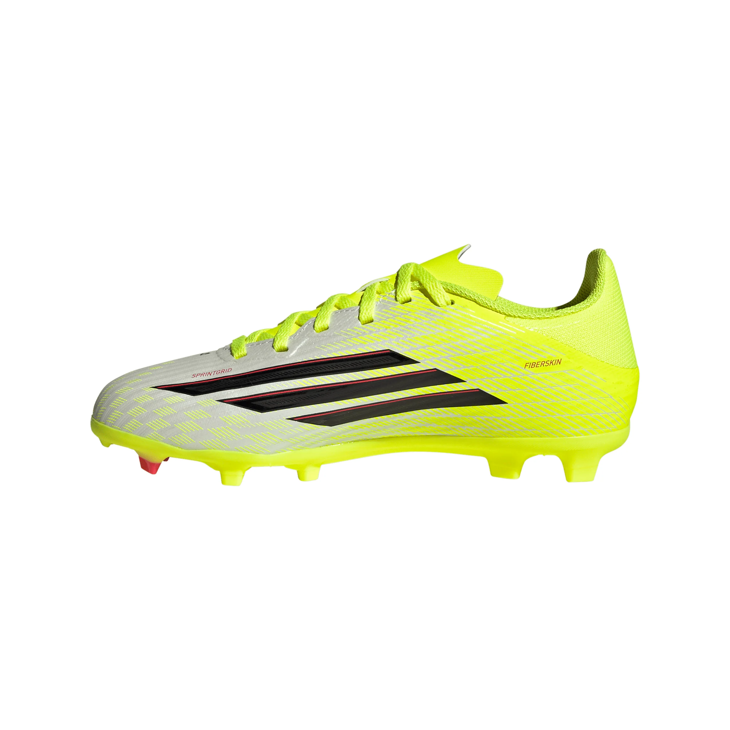 adidas F50 League Junior FG Firm Ground Soccer Cleats- Team Solar Yellow 2 / Core Black / Lucid Red - Image 2