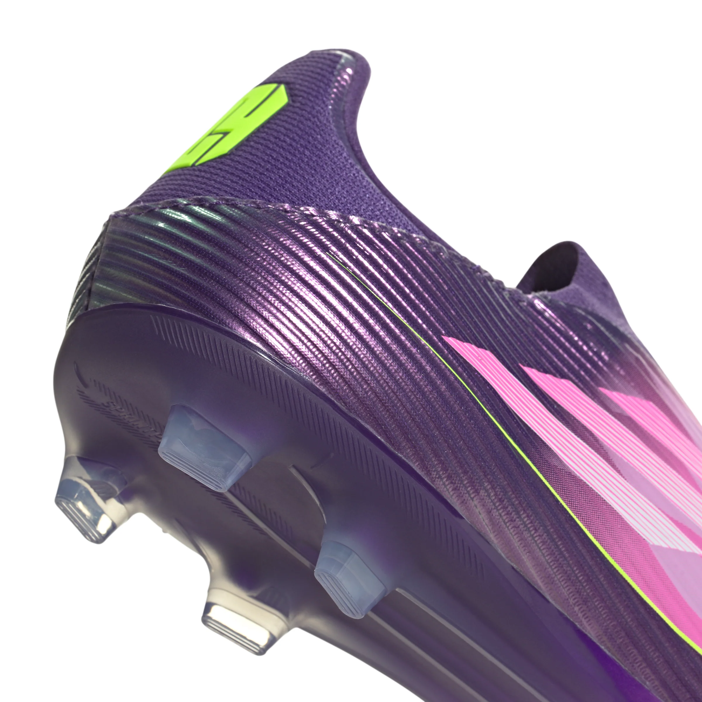 adidas F50 League Laceless Lamine Yamal FG Firm Ground Soccer Cleats- Purple / Cloud White / Lucid Lemon - Image 7