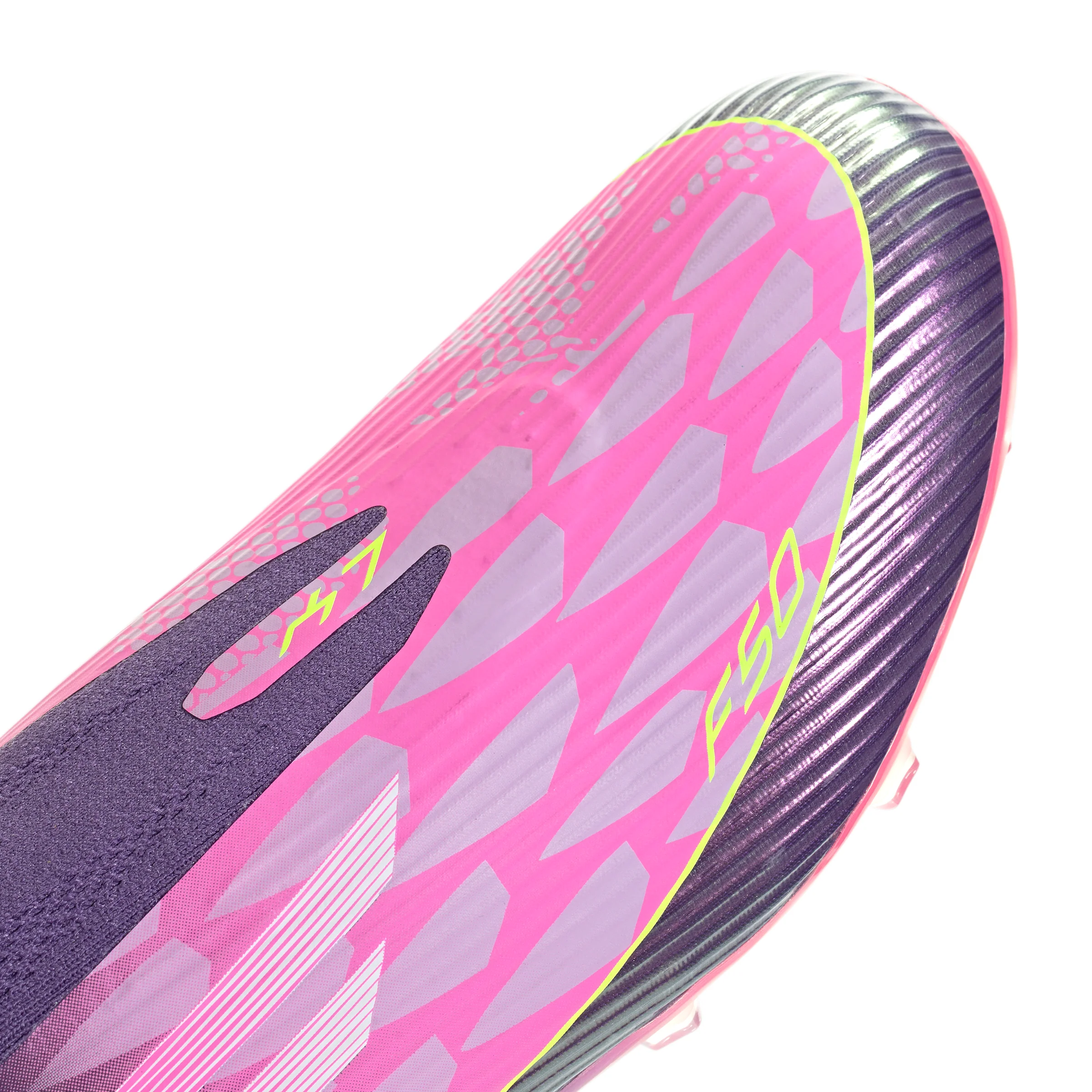 adidas F50 League Laceless Lamine Yamal FG Firm Ground Soccer Cleats- Purple / Cloud White / Lucid Lemon - Image 8