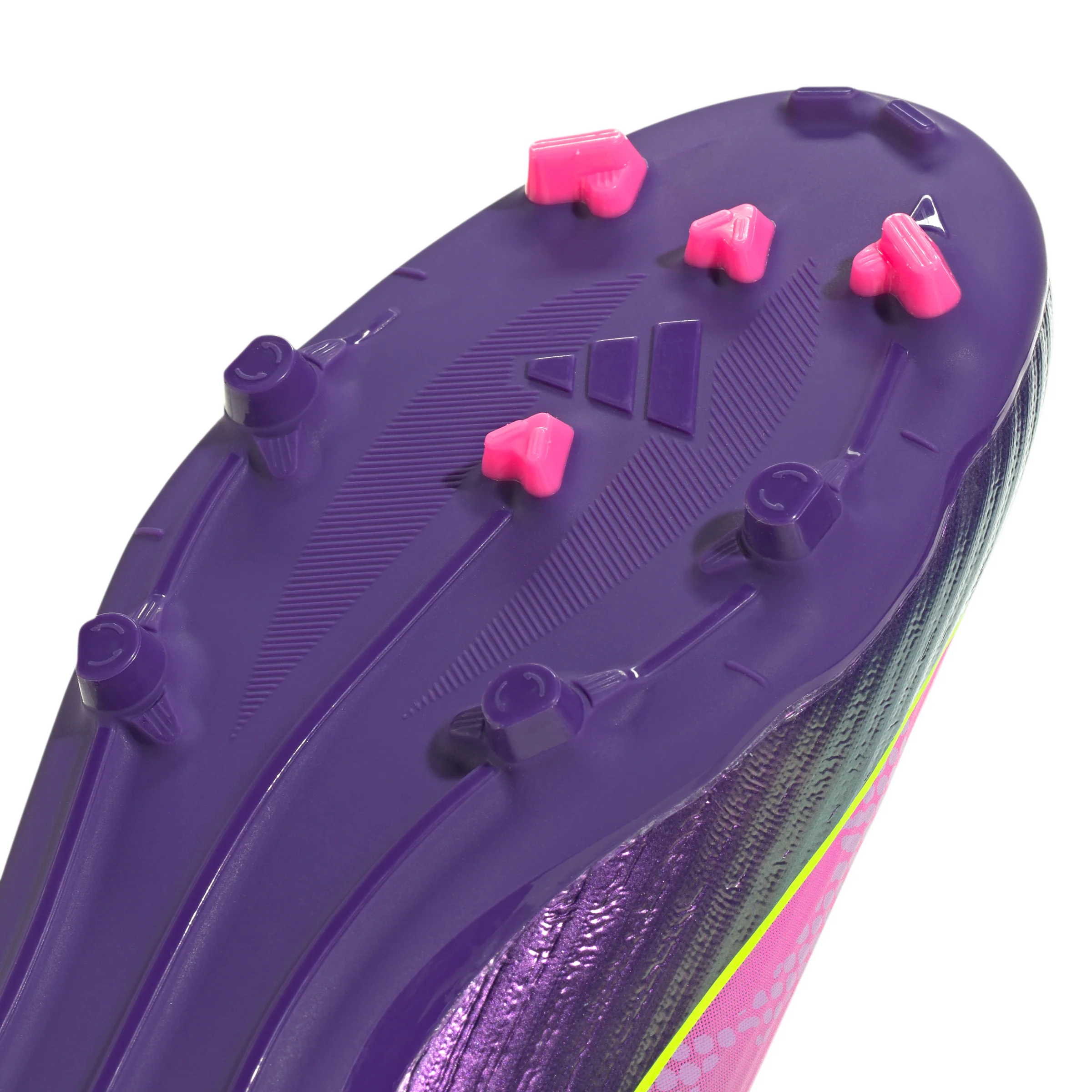 adidas F50 League Laceless Lamine Yamal Kids FG Firm Ground Soccer Cleats- Purple / Cloud White / Lucid Lemon - Image 7