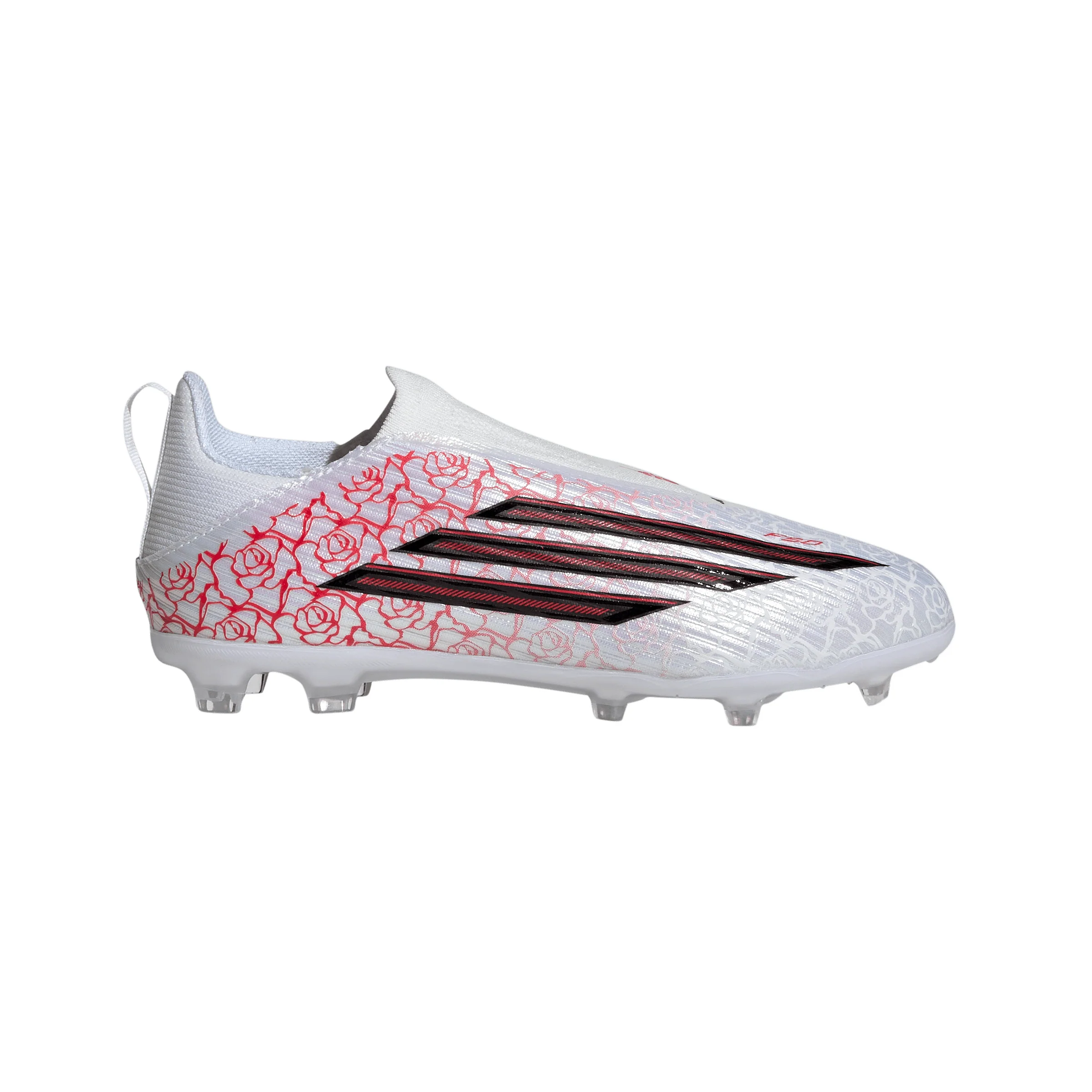 adidas F50 League Laceless Lamine Yamal Kids FG Firm Ground Soccer Cleats- Cloud White / Core Black / Lucid Red