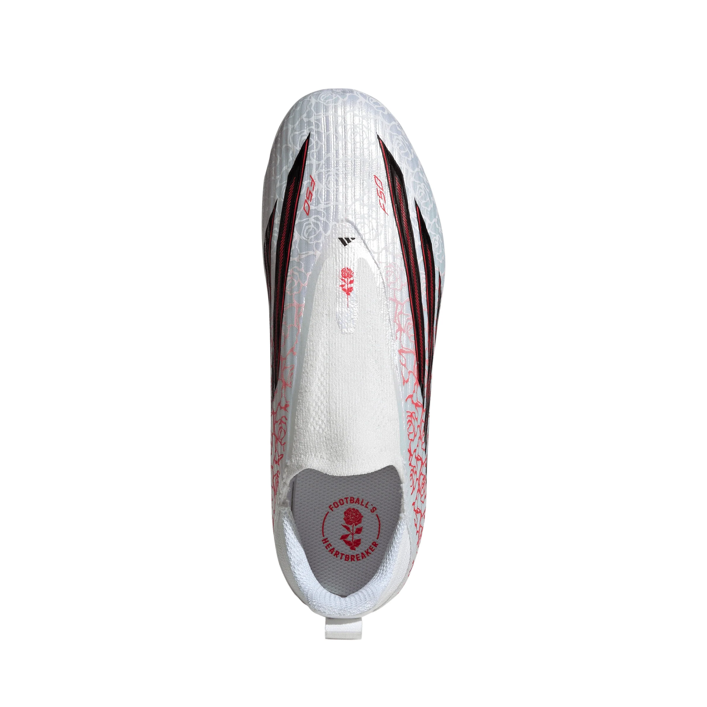 adidas F50 League Laceless Lamine Yamal Kids FG Firm Ground Soccer Cleats- Cloud White / Core Black / Lucid Red - Image 2