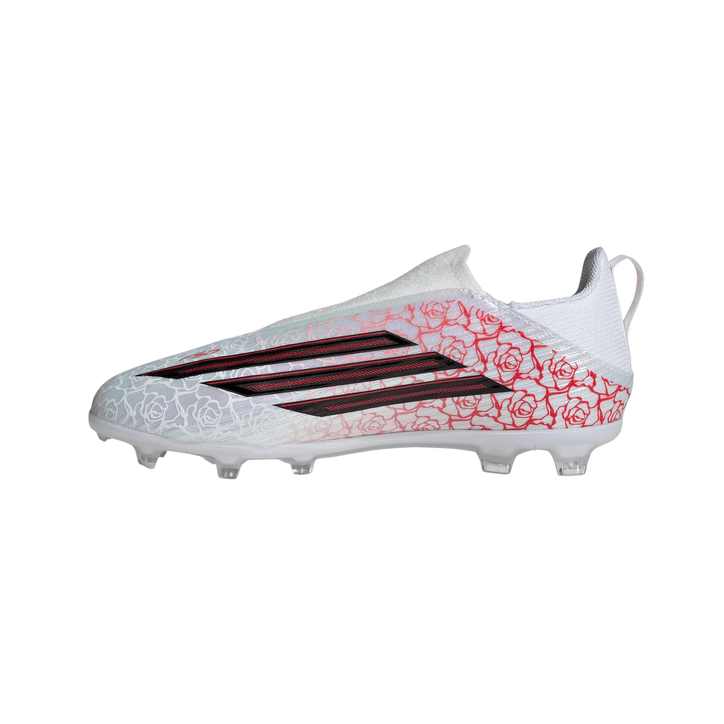 adidas F50 League Laceless Lamine Yamal Kids FG Firm Ground Soccer Cleats- Cloud White / Core Black / Lucid Red - Image 4