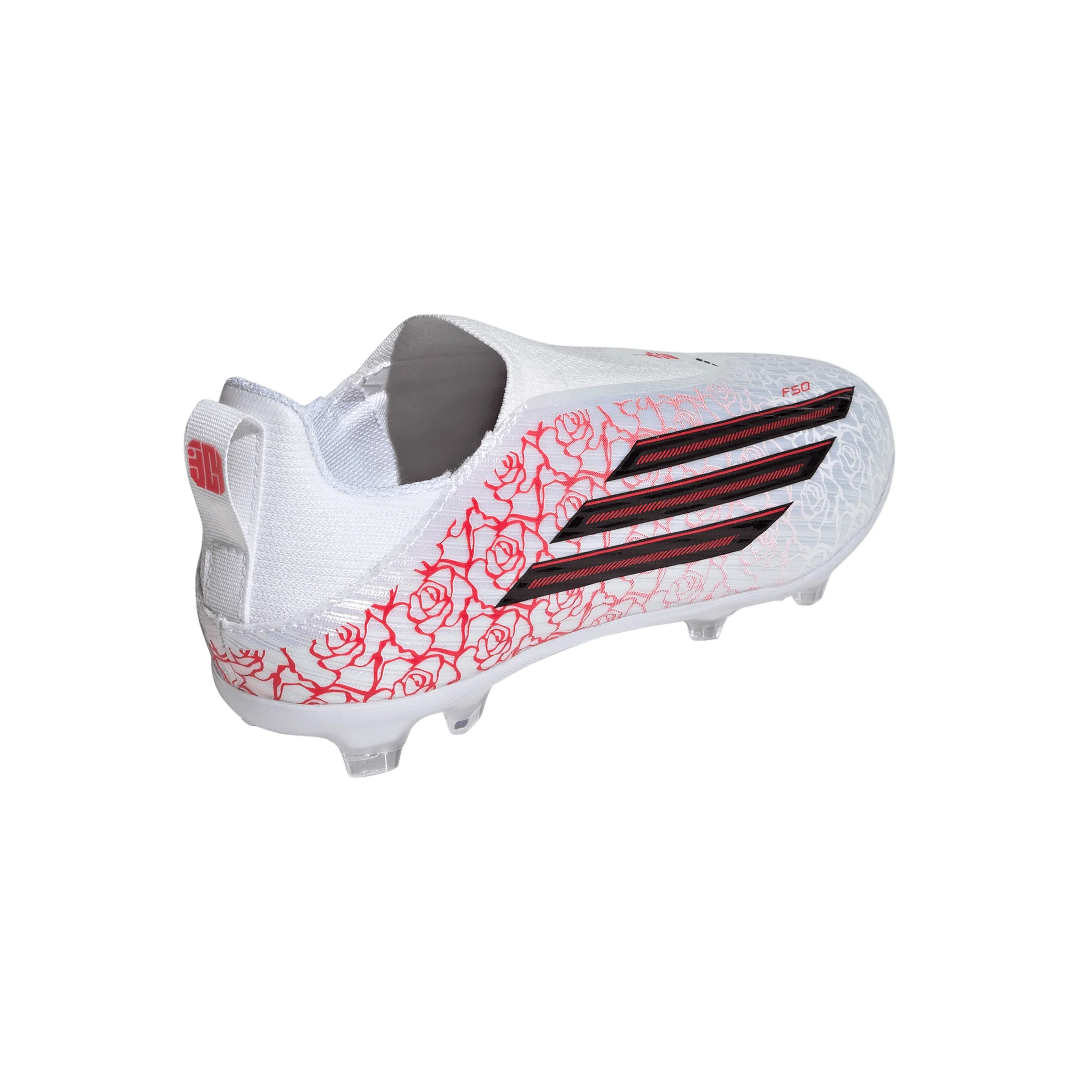 adidas F50 League Laceless Lamine Yamal Kids FG Firm Ground Soccer Cleats- Cloud White / Core Black / Lucid Red - Image 5