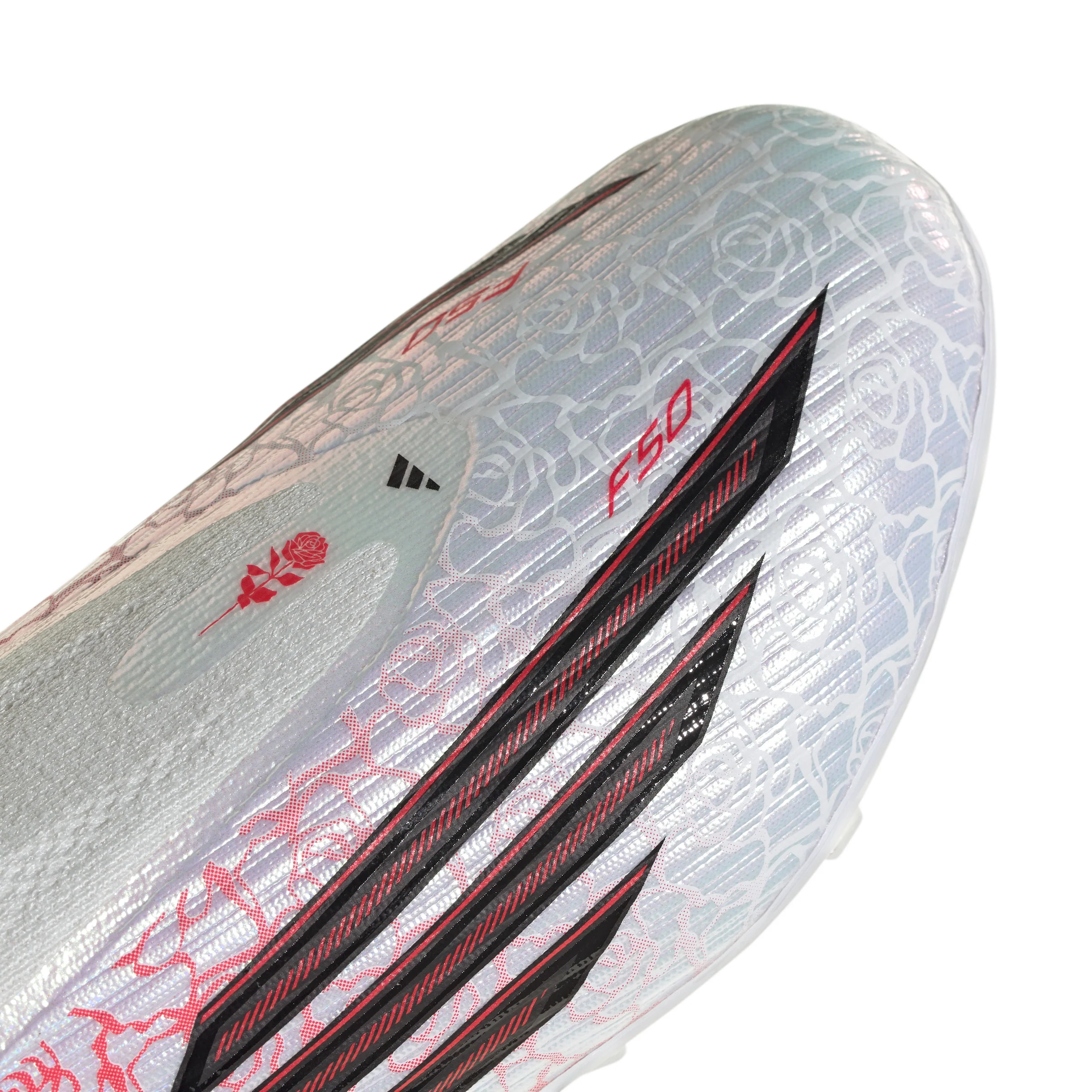 adidas F50 League Laceless Lamine Yamal Kids FG Firm Ground Soccer Cleats- Cloud White / Core Black / Lucid Red - Image 6