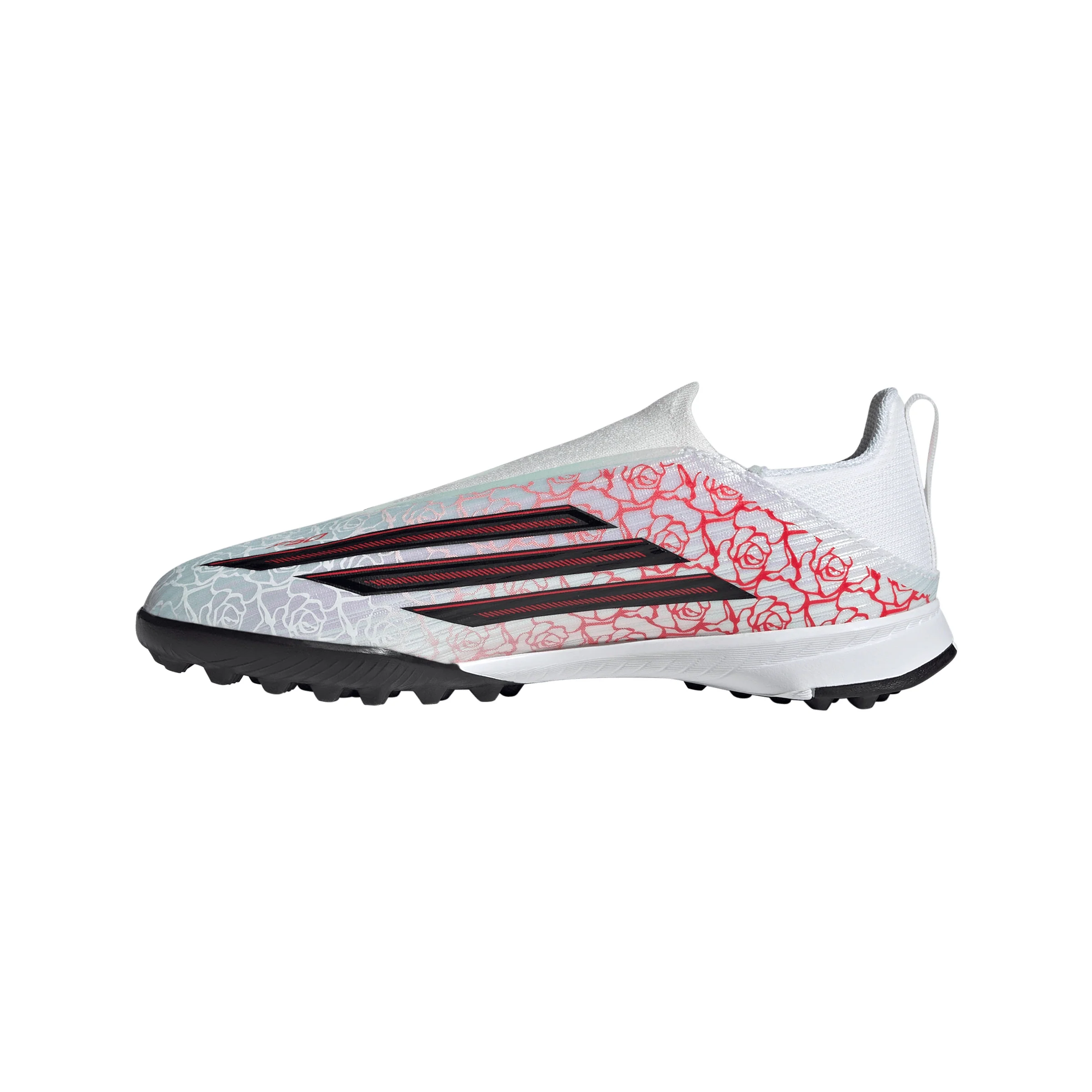 adidas F50 League Laceless Lamine Yamal Kids TF Turf Soccer Cleats- Cloud White / Core Black / Lucid Red - Image 2