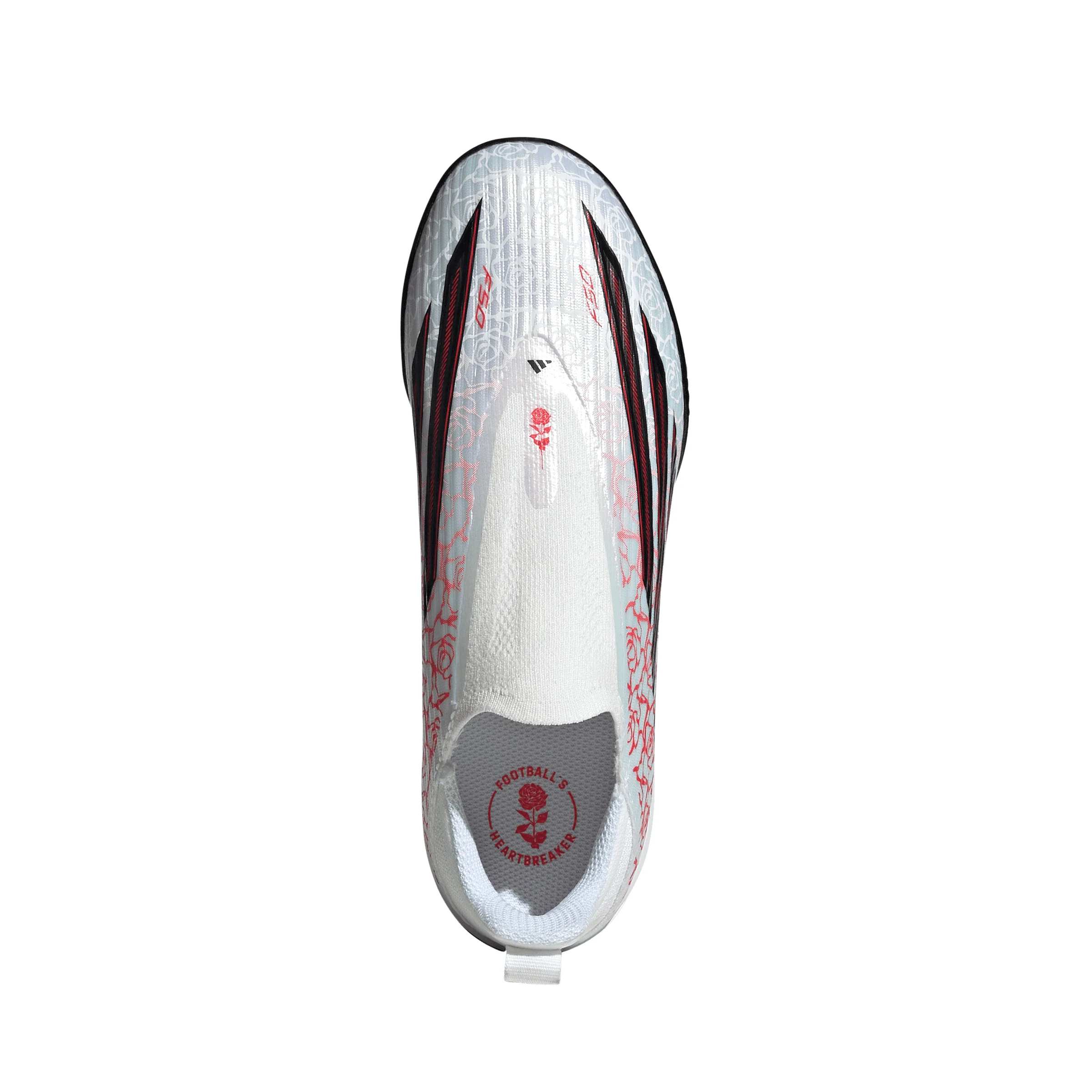 adidas F50 League Laceless Lamine Yamal Kids TF Turf Soccer Cleats- Cloud White / Core Black / Lucid Red - Image 3