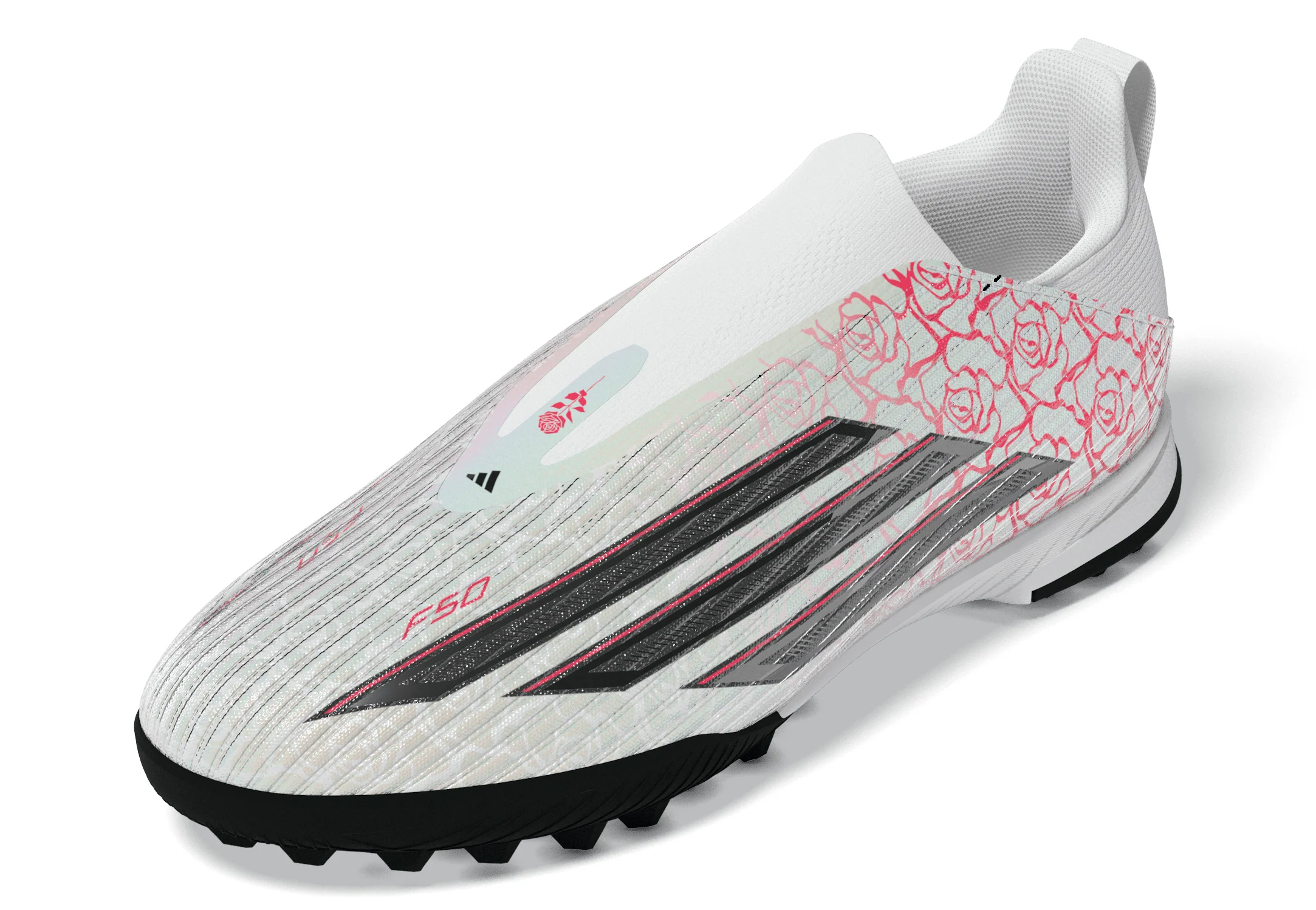 adidas F50 League Laceless Lamine Yamal Kids TF Turf Soccer Cleats- Cloud White / Core Black / Lucid Red - Image 6