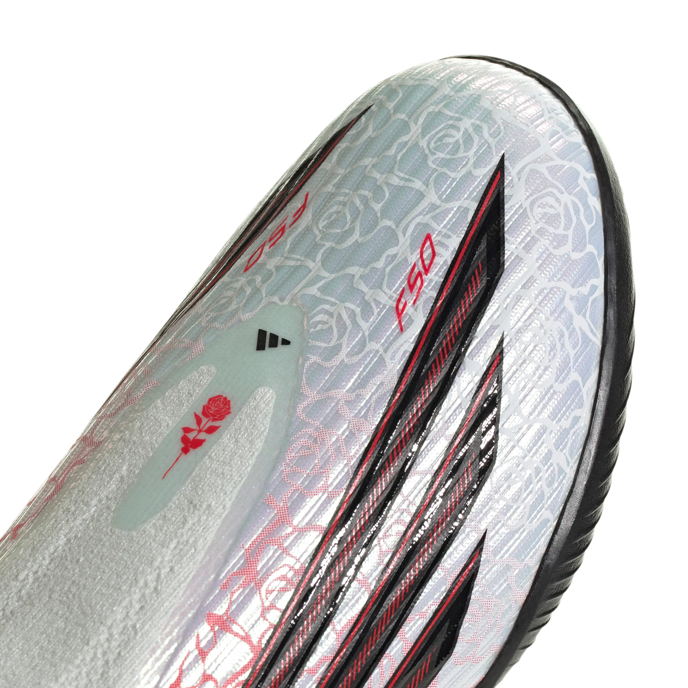 adidas F50 League Laceless Lamine Yamal Kids TF Turf Soccer Cleats- Cloud White / Core Black / Lucid Red - Image 7