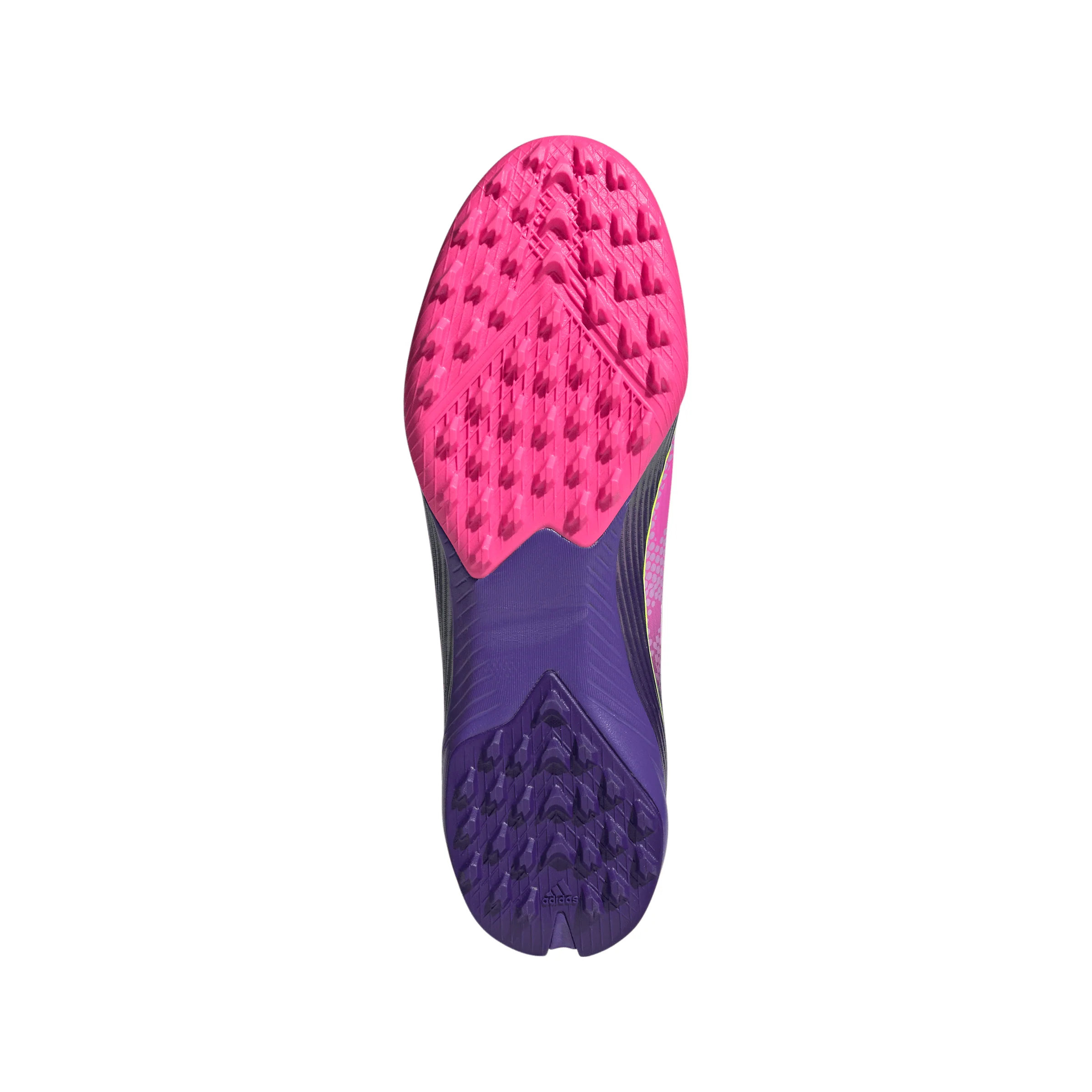 adidas F50 League Laceless Lamine Yamal TF Turf Soccer Cleats- Purple / Cloud White / Lucid Lemon - Image 3