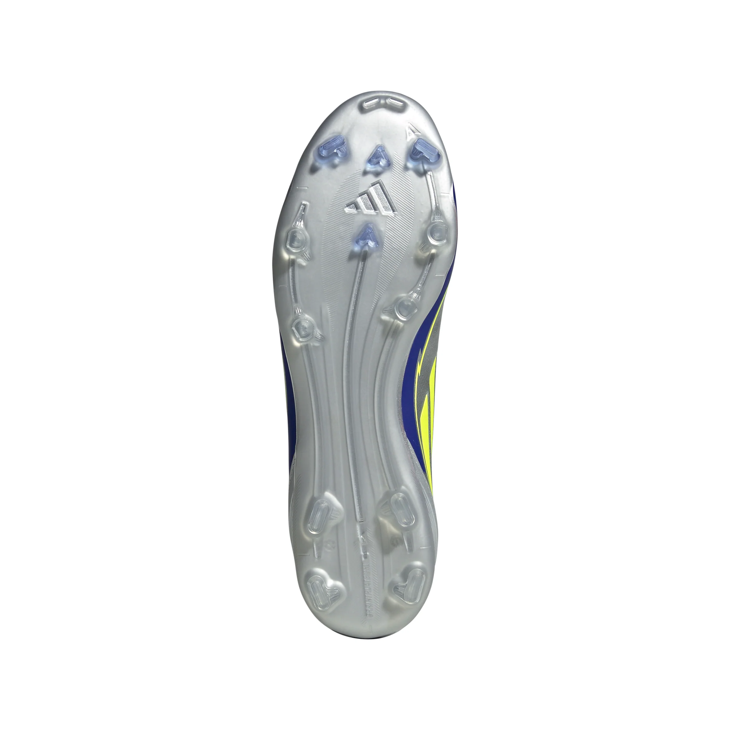 adidas F50 League Messi FG Firm Ground Soccer Cleats- Silver Metallic/Solar Yellow/Lucid Blue - Image 6