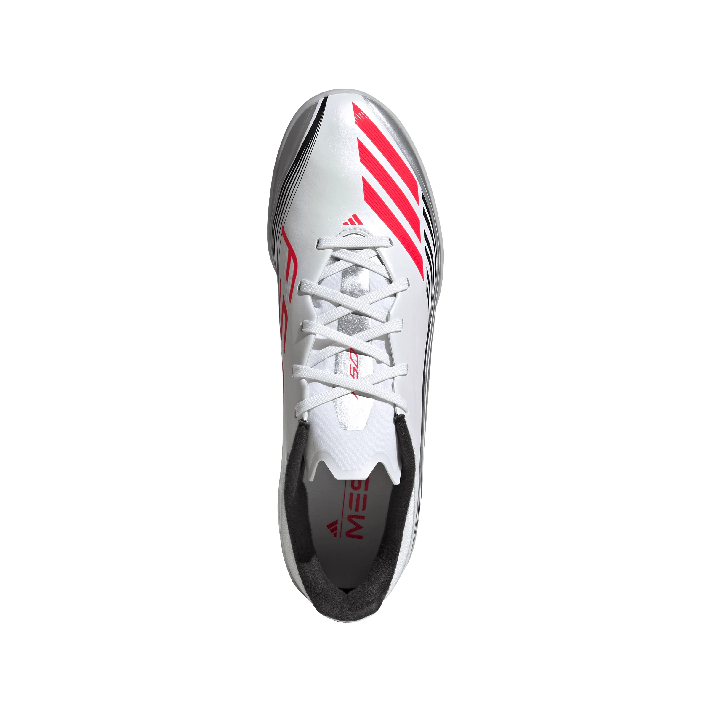 adidas F50 League Messi TF Turf Soccer Cleats-Cloud White / Lucid Red / Silver Metallic - Image 3