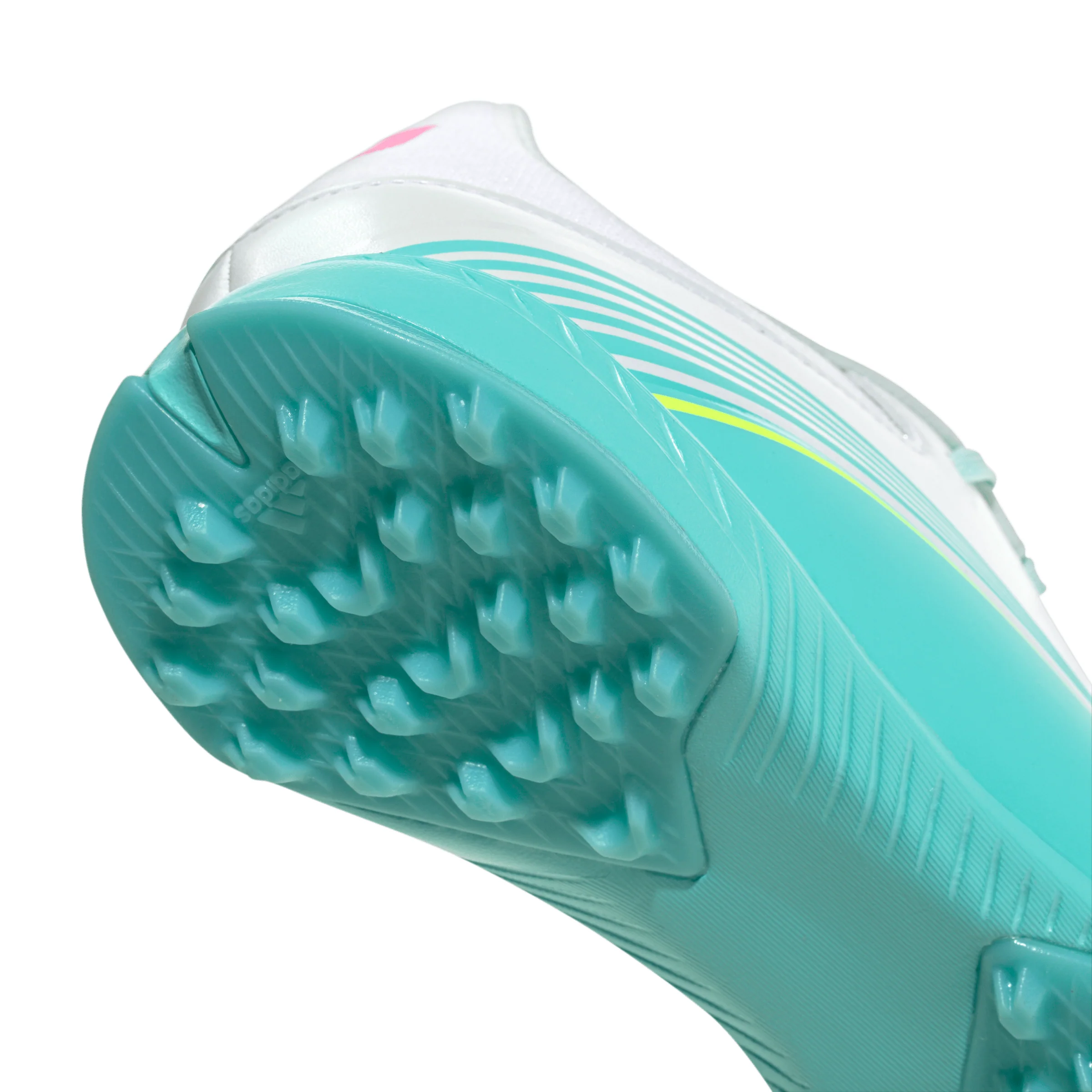 adidas F50 League Messi TF Turf Soccer Cleats-Cloud White / Lucid Pink / Flash Aqua - Image 7