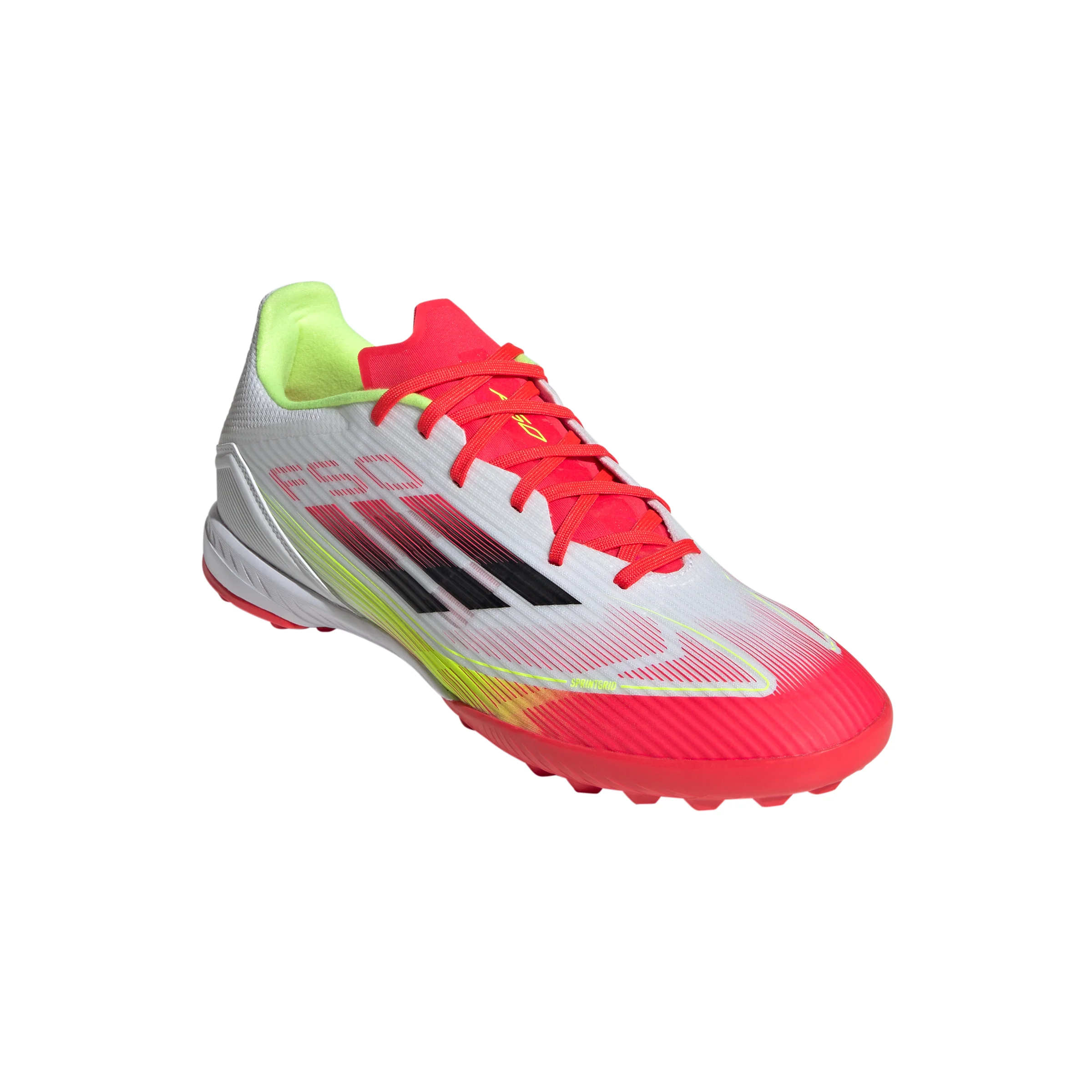 adidas F50 League TF  Turf Soccer Cleats- Cloud White/Core Black /Solar Yellow - Image 3