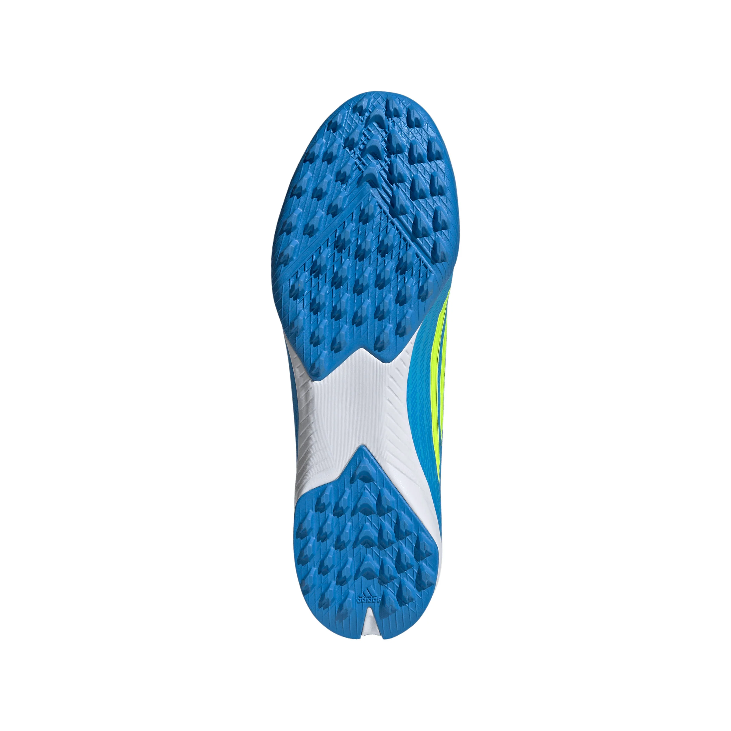 adidas F50 League TF Turf Soccer Cleats - Lucid Ray Blue / Team Solar Yellow 2 / Lucid Aquamarine - Image 3