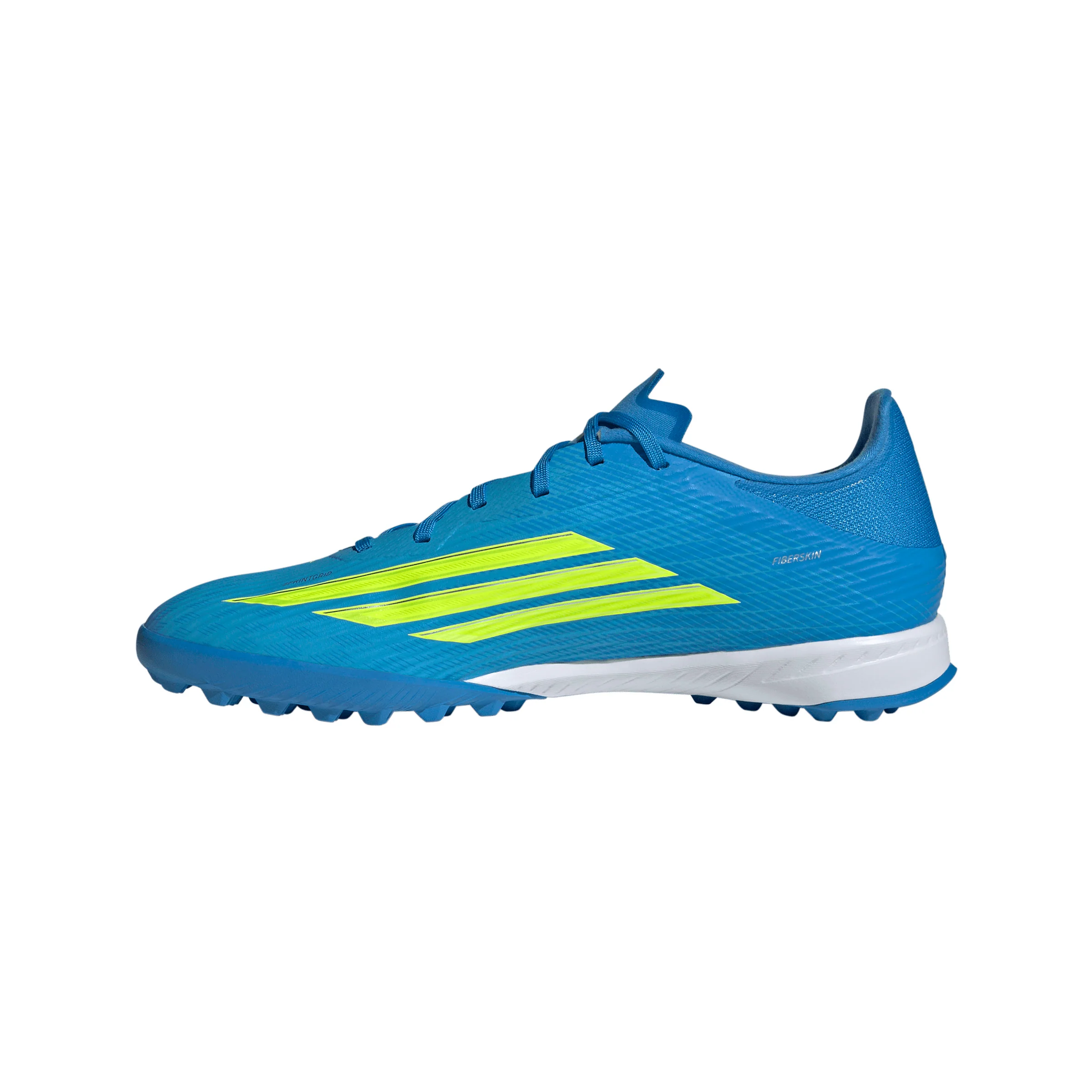 adidas F50 League TF Turf Soccer Cleats - Lucid Ray Blue / Team Solar Yellow 2 / Lucid Aquamarine - Image 4