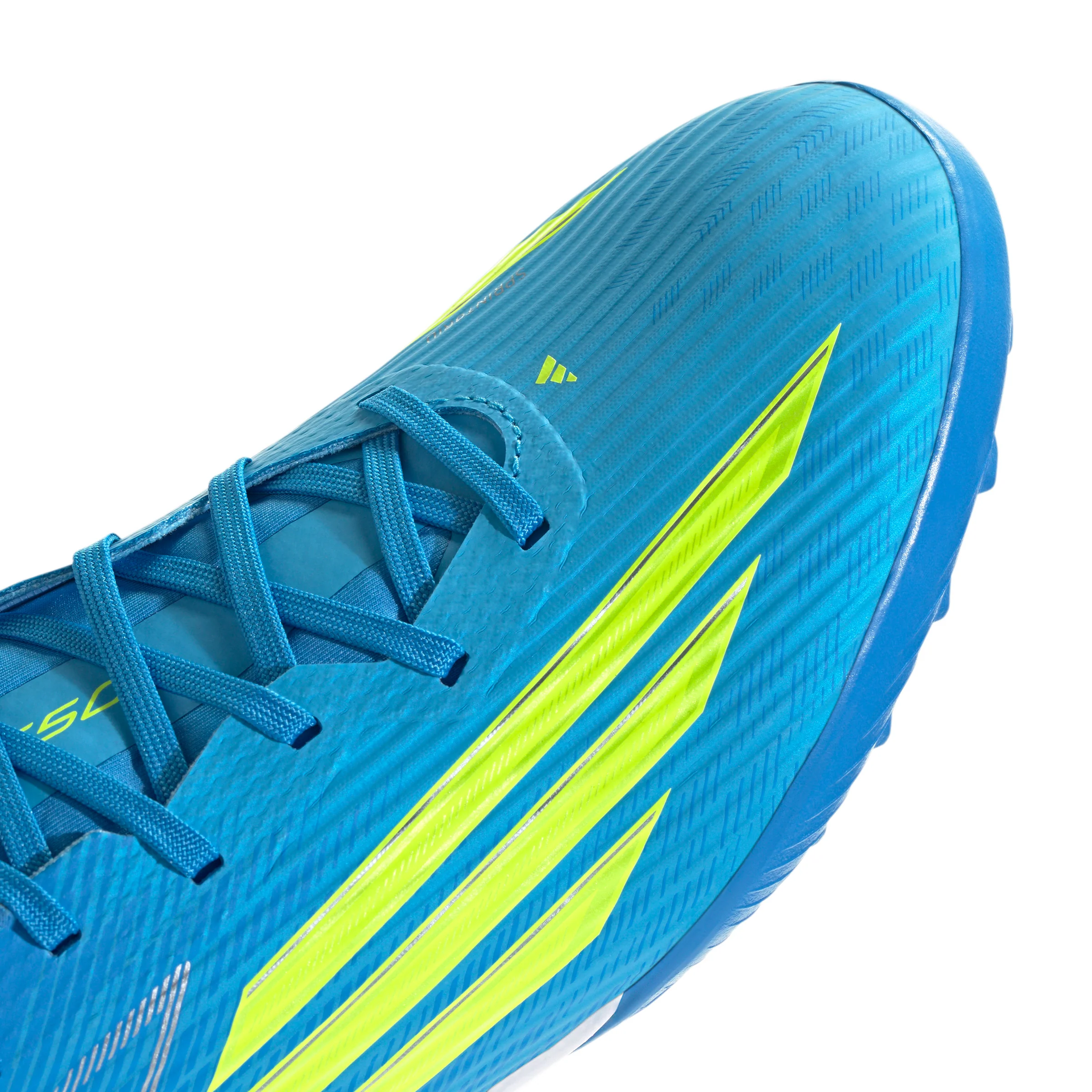 adidas F50 League TF Turf Soccer Cleats - Lucid Ray Blue / Team Solar Yellow 2 / Lucid Aquamarine - Image 6