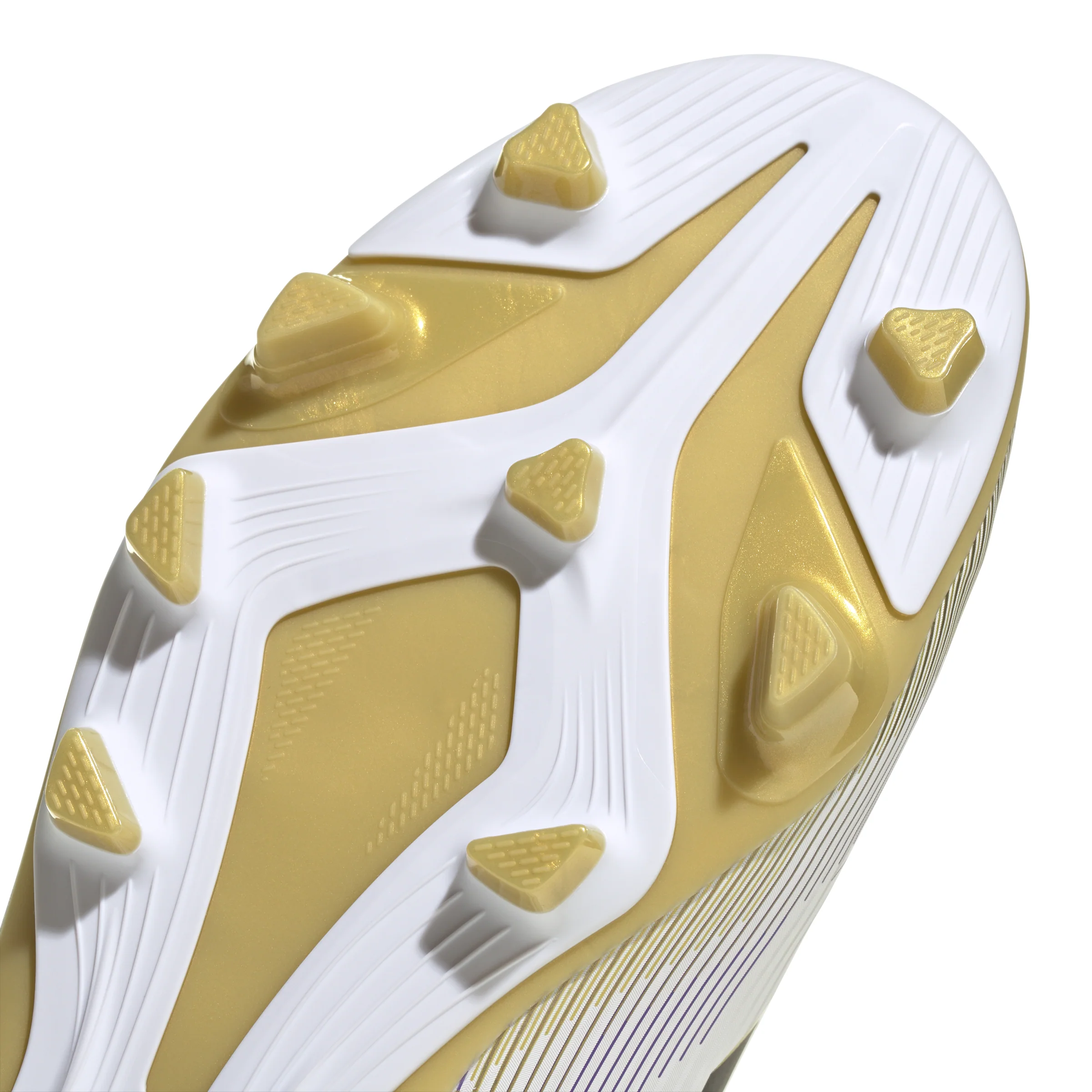 adidas Junior F50 Club FG Firm Ground Soccer Cleats-Cloud White/Core Black/Gold Metallic - Image 8