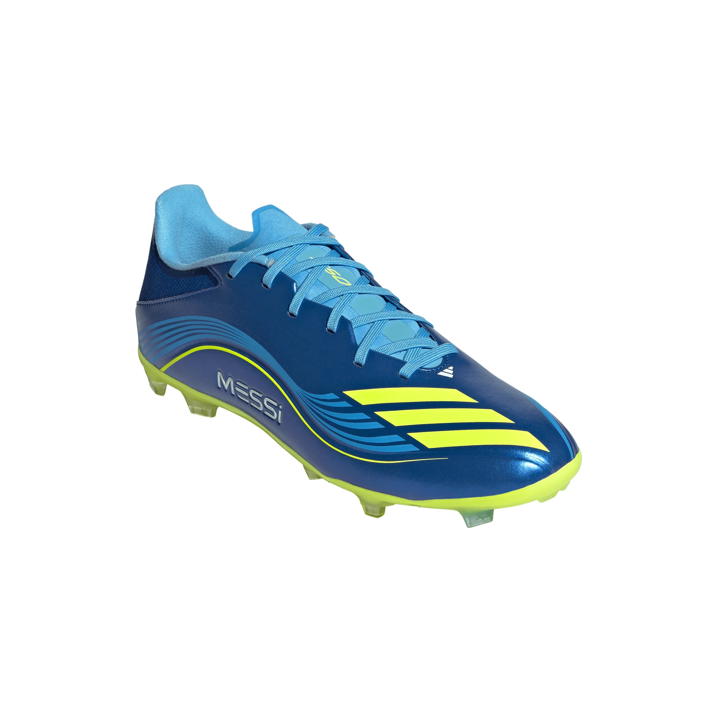 adidas Messi F50 League FG Firm Ground Soccer Cleats-Team Royal Blue/Solar Yellow/Semi Blue Burst - Image 4