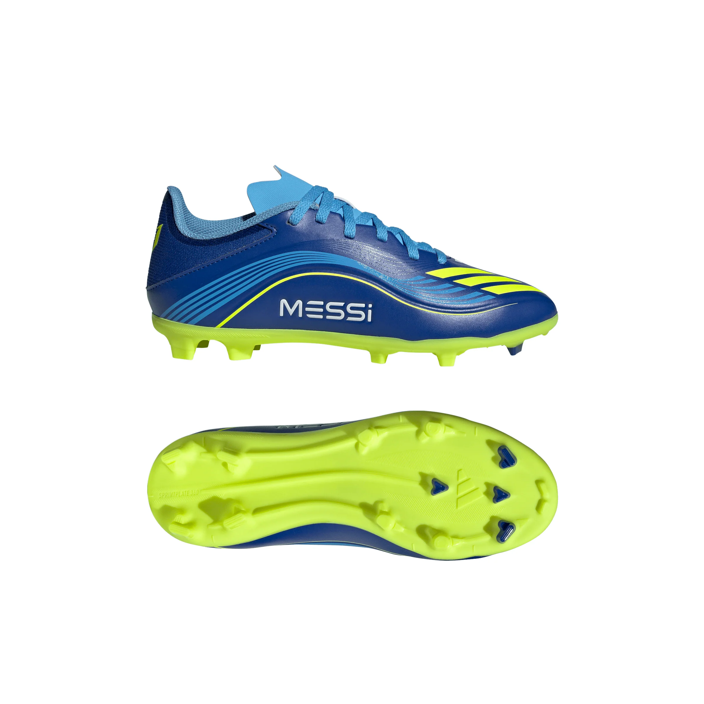 adidas Messi F50 League Junior FG Firm Ground Soccer Cleats -Team Royal Blue/Solar Yellow/Semi Blue Burst - Image 11