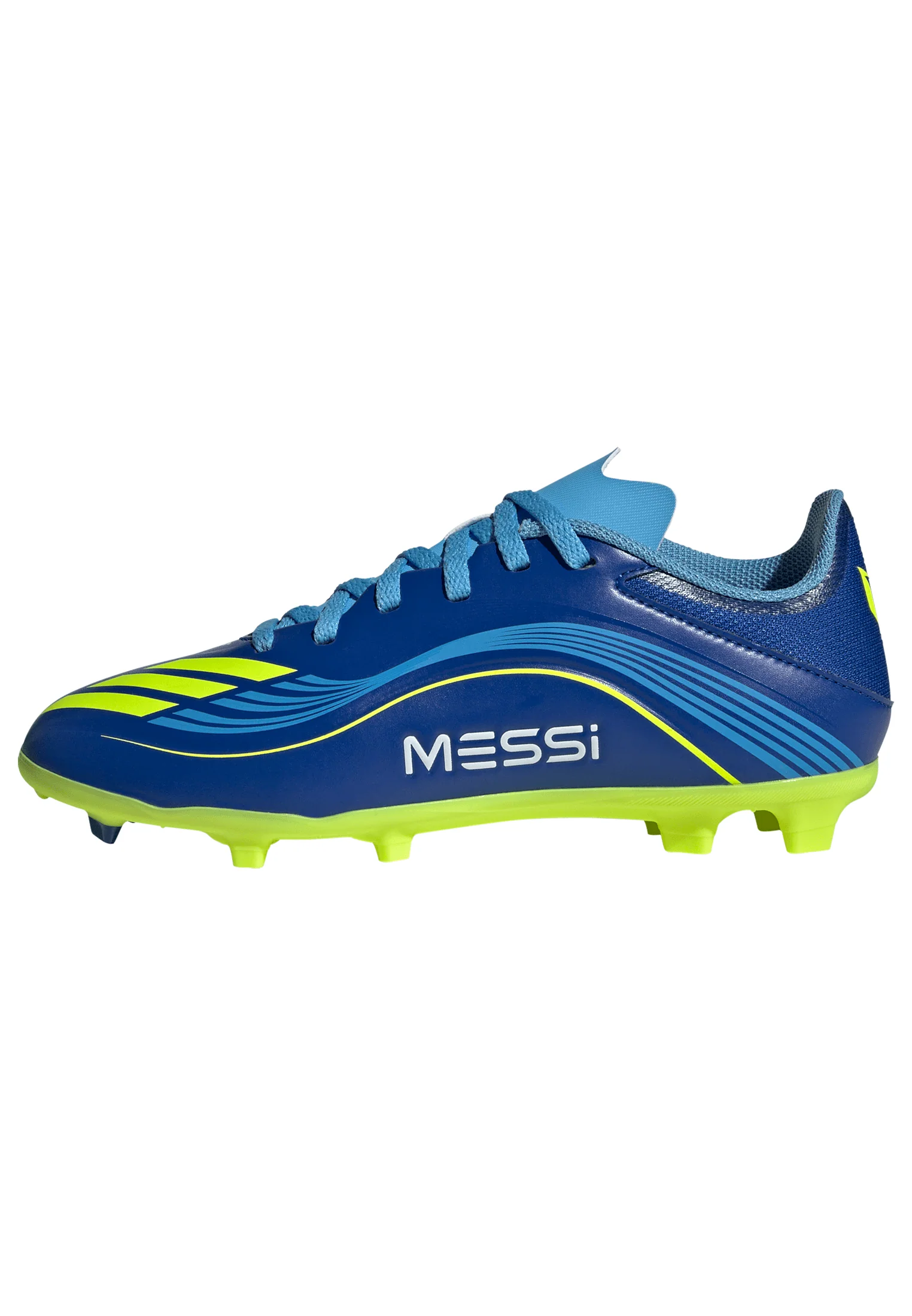 adidas Messi F50 League Junior FG Firm Ground Soccer Cleats -Team Royal Blue/Solar Yellow/Semi Blue Burst - Image 12