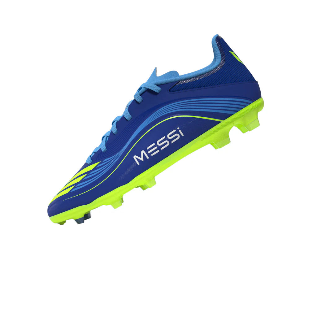 adidas Messi F50 League Junior FG Firm Ground Soccer Cleats -Team Royal Blue/Solar Yellow/Semi Blue Burst - Image 13