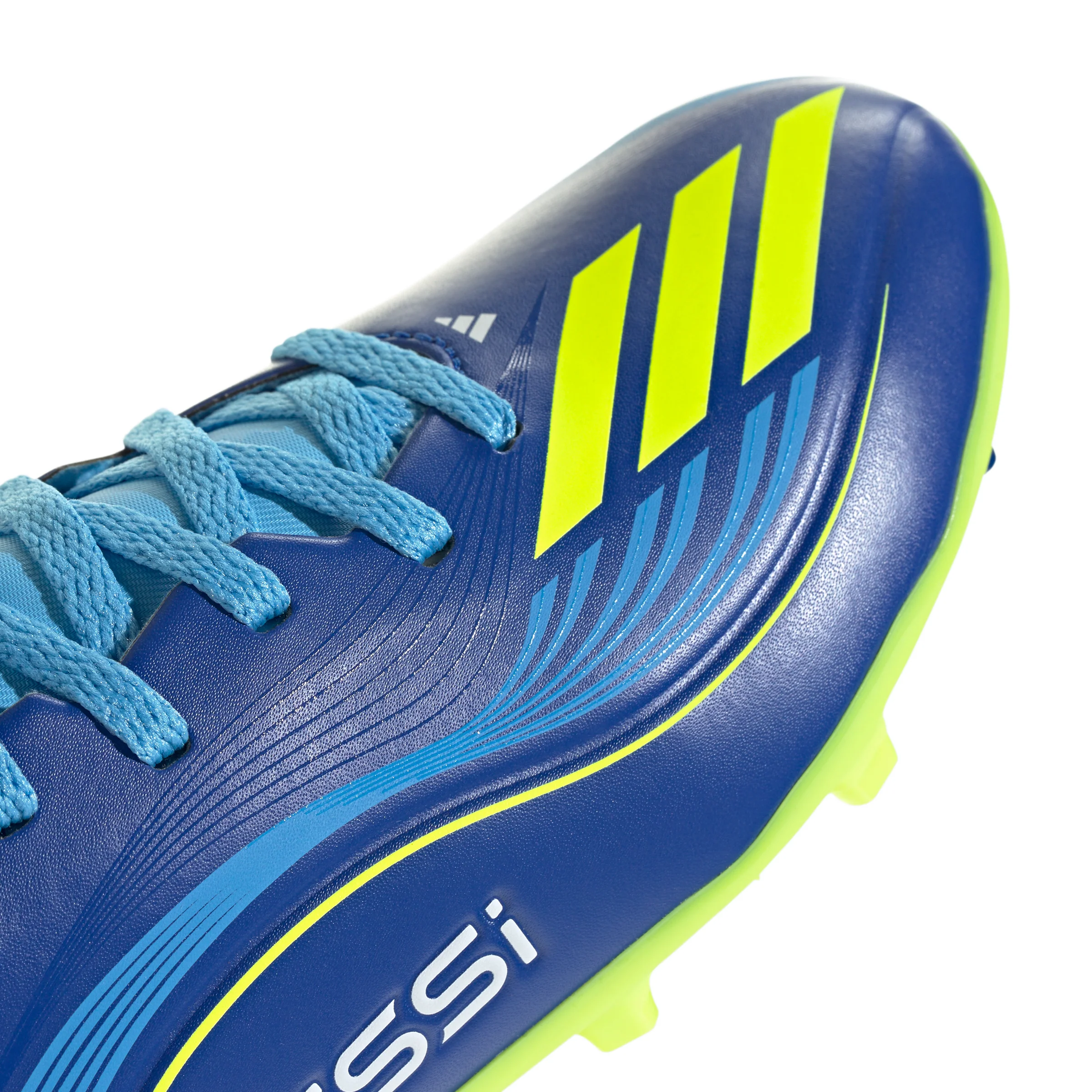 adidas Messi F50 League Junior FG Firm Ground Soccer Cleats -Team Royal Blue/Solar Yellow/Semi Blue Burst - Image 8
