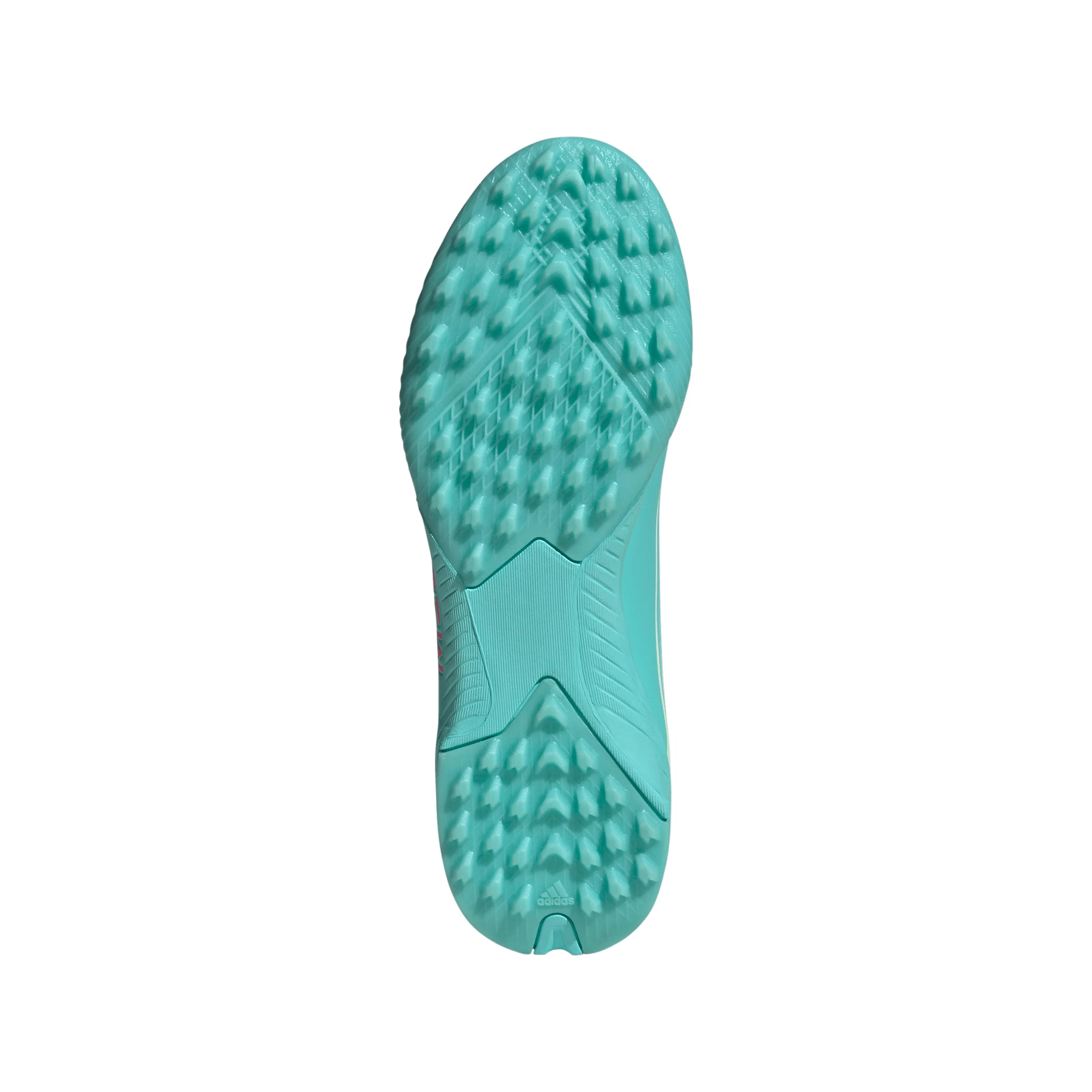 adidas Messi F50 League Junior TF Turf Soccer Cleats -Cloud White / Lucid Pink / Flash Aqua - Image 4
