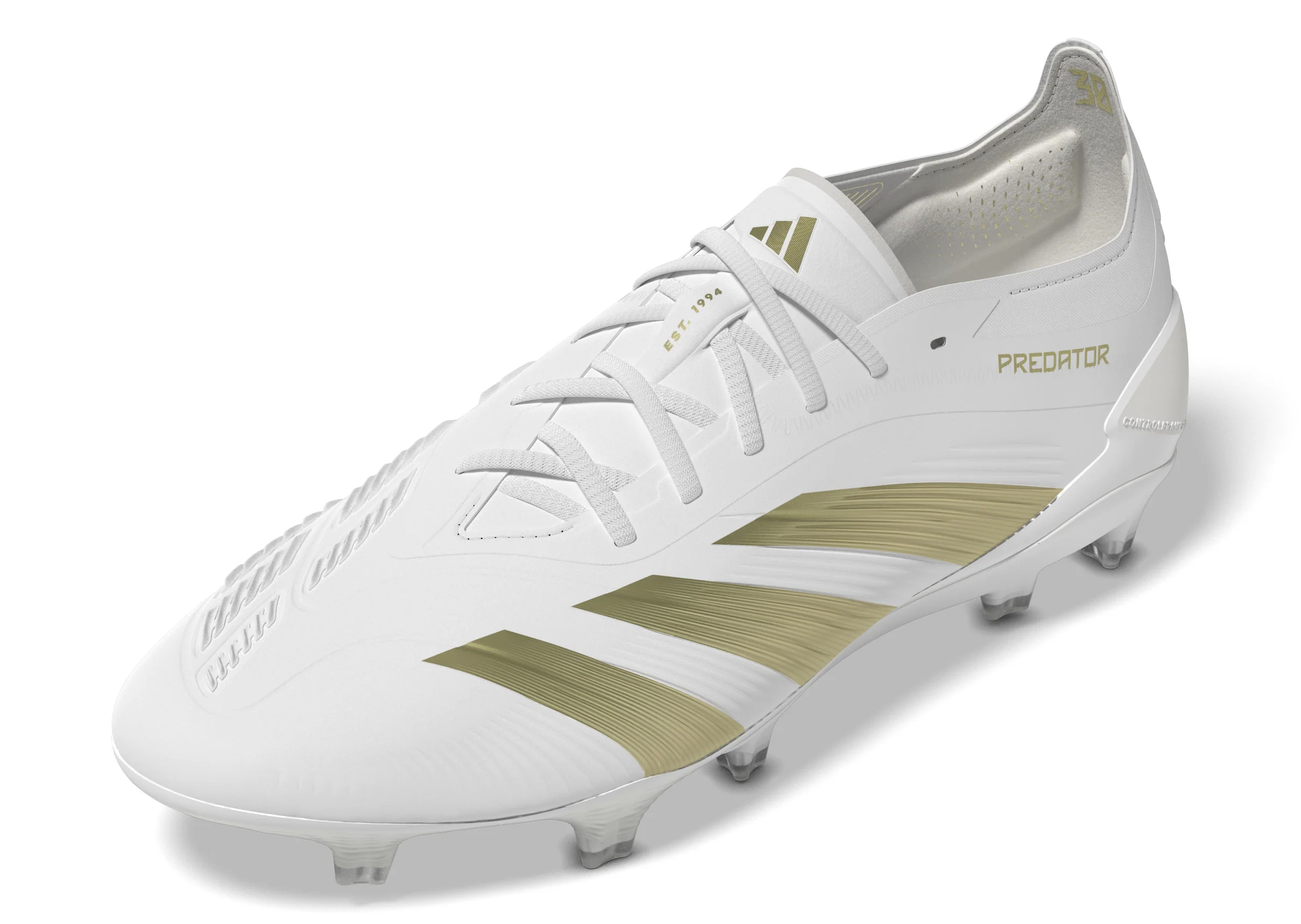 adidas Predator Elite FG Firm Ground Soccer Cleat -Cloud White / Gold Metallic / Cloud White - Image 4