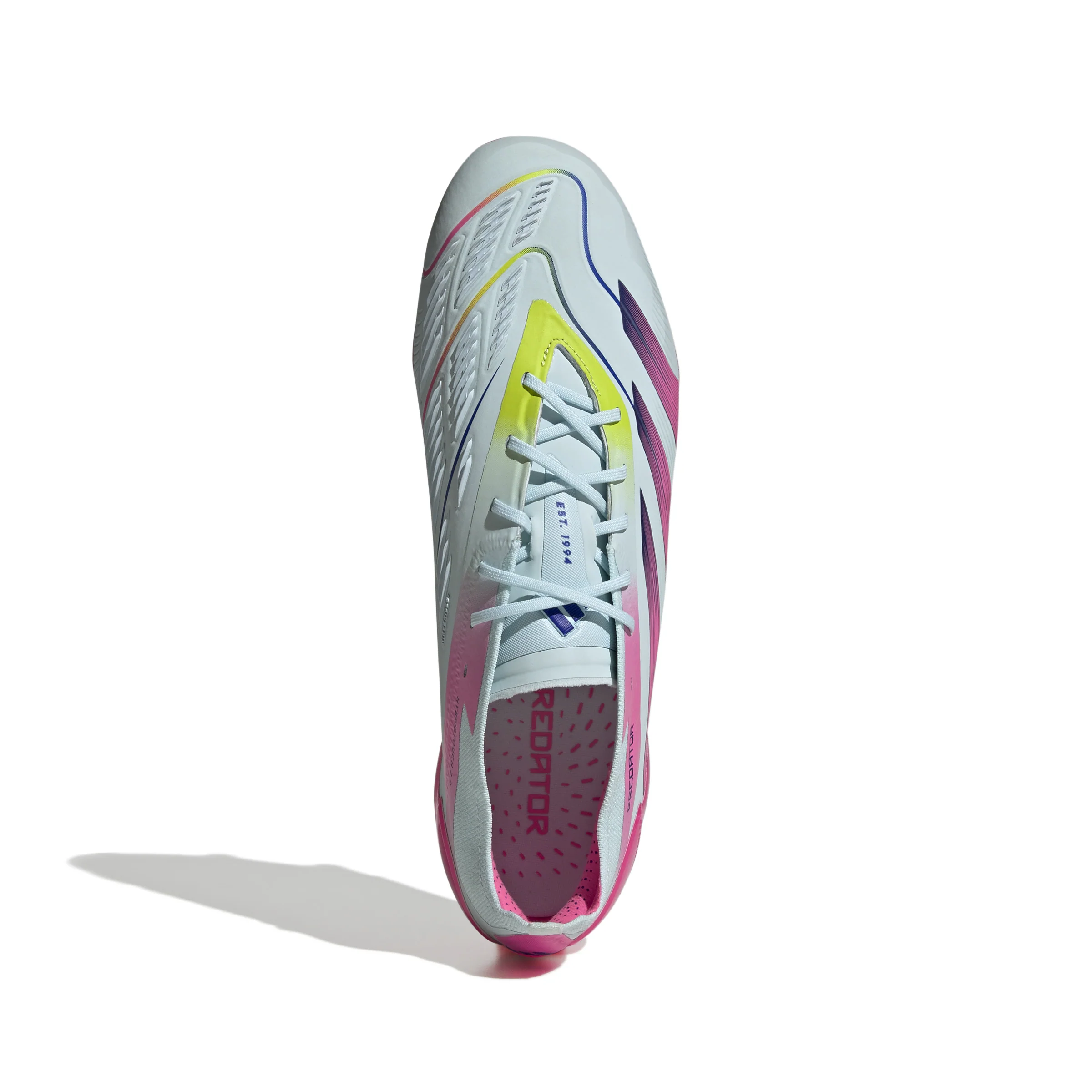 adidas Predator Elite FG Firm Ground Soccer Cleat - Almost Blue/ Lucid Pink/ Semi Solar Yellow - Image 3