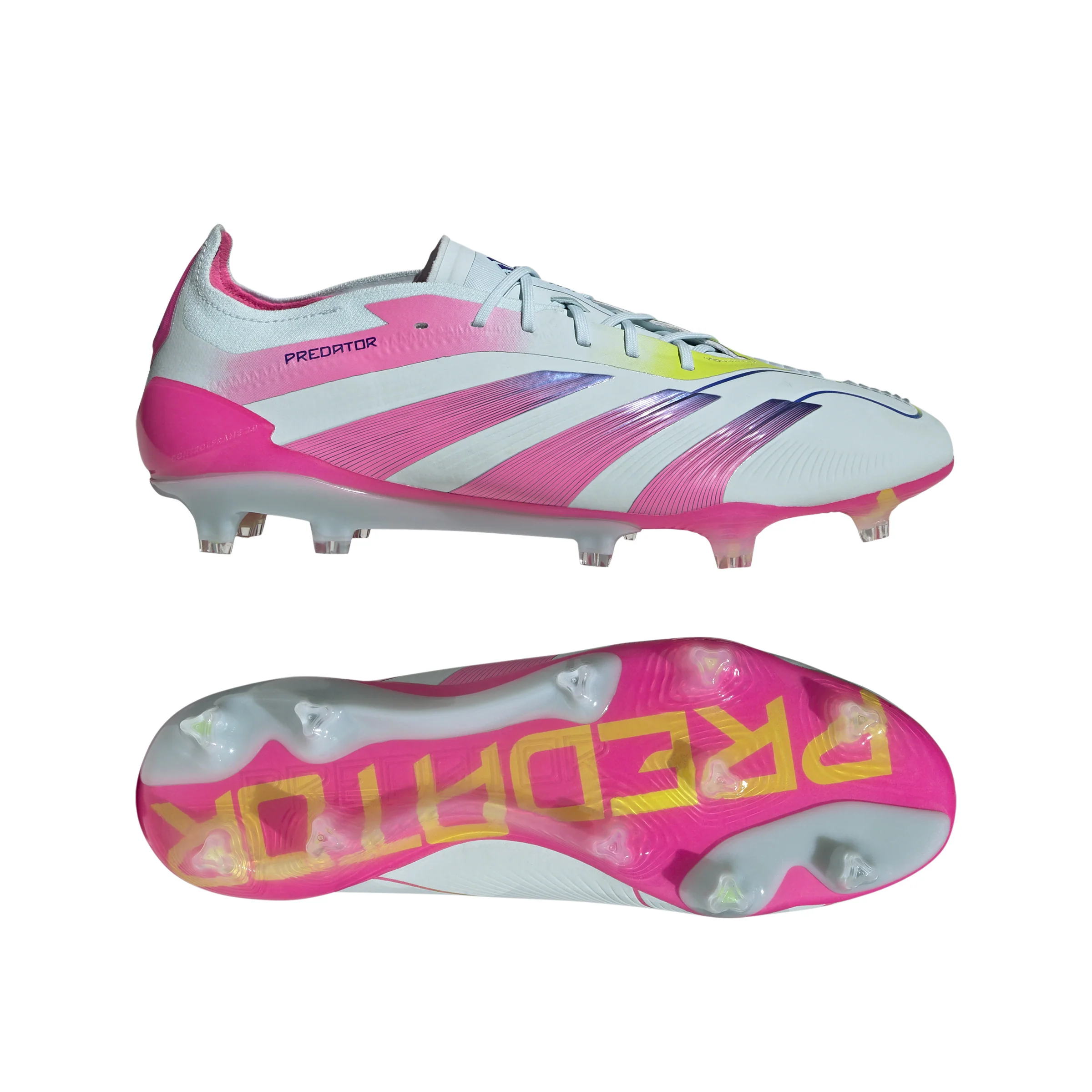 adidas Predator Elite FG Firm Ground Soccer Cleat - Almost Blue/ Lucid Pink/ Semi Solar Yellow - Image 4